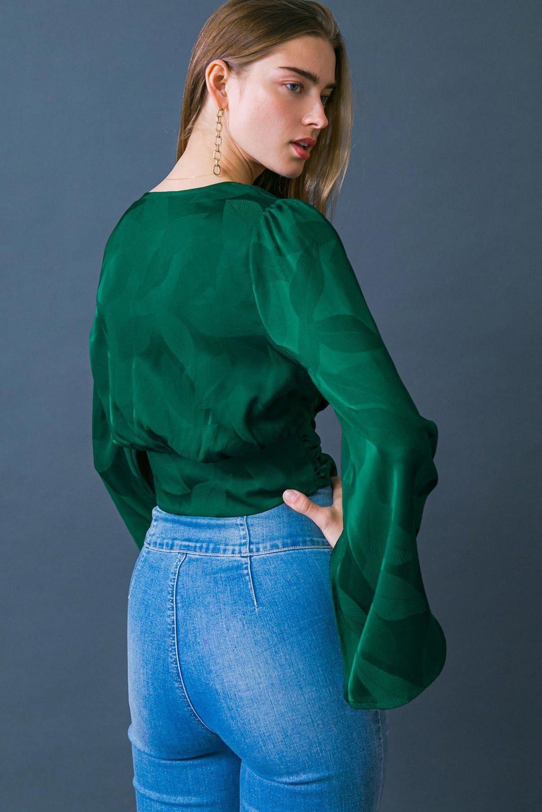 Other Flying Tomato Green Tie-Front Blouse Large Size L / US 10 / IT 46 - 4 Thumbnail