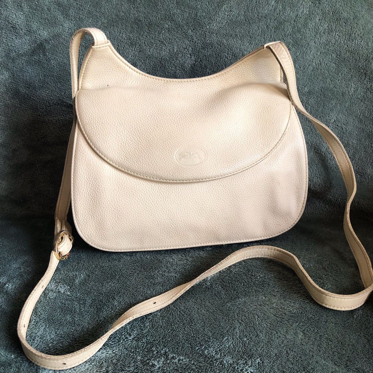 Longchamp Longchamp Le Pliage Ivory Leather Messenger Shoulder Bag Size ONE SIZE - 1 Thumbnail