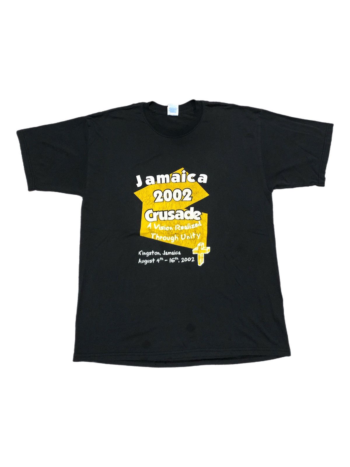 Gildan Vintage Jamaica 2002 Crusade Shirt Mens XL Black Christian Size US XL / EU 56 / 4 - 1 Thumbnail