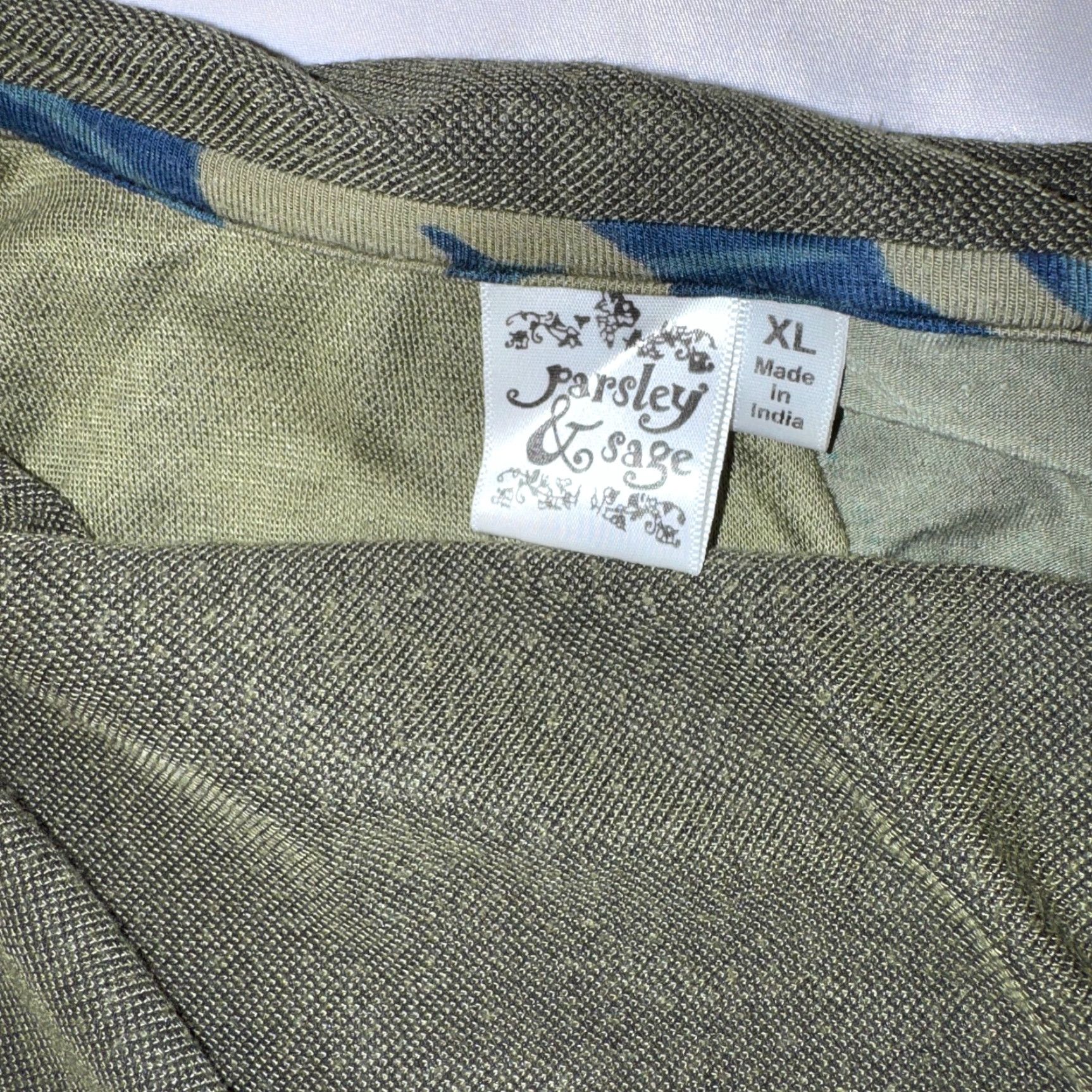 Olive Parsley & Sage Olive Patchwork Cowl Neck Tunic XL Bohemian Artsy Lagenlook Size XL / US 12-14 / IT 48-50 - 2 Thumbnail