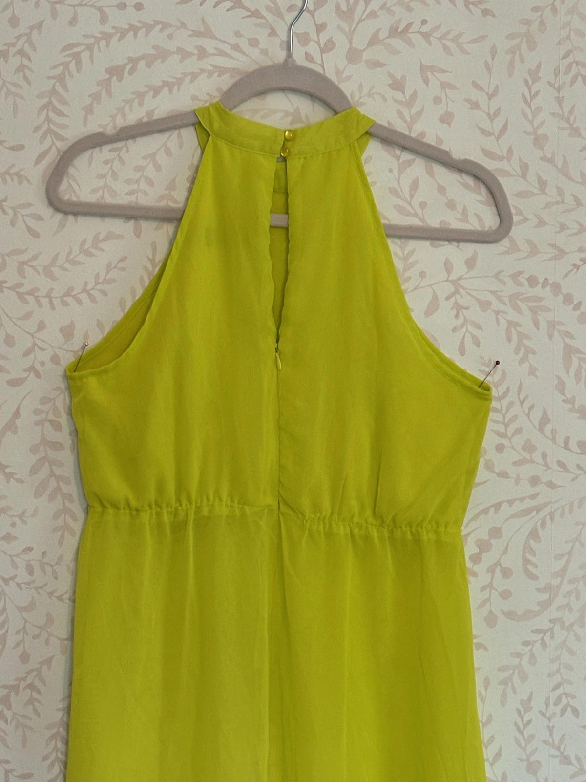 Designer NWT Vibrant Neon Yellow Sheer Maxi Halter Top Size S / US 4 / IT 40 - 3 Thumbnail