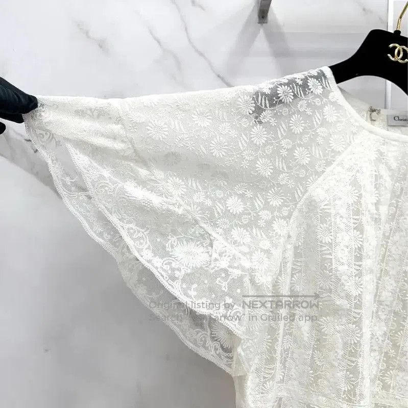 Dior Dior White Cotton Blend Short Sleeve Dress . Size M / US 6-8 / IT 42-44 - 5 Thumbnail