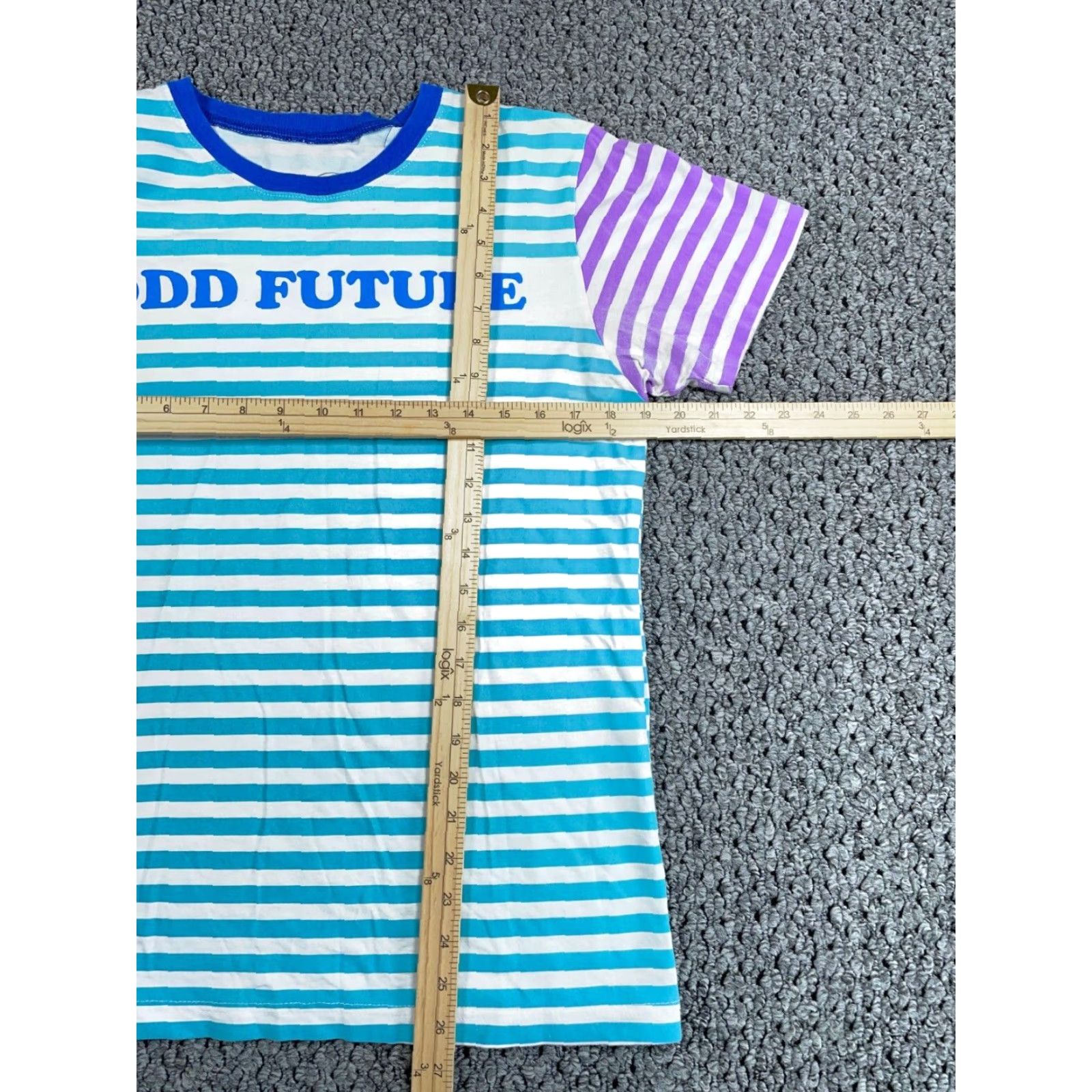Odd Future Odd Future Spell Out Striped T-Shirt Adult Medium White Blue Tyler Creator Rap Size US M / EU 48-50 / 2 - 5 Thumbnail