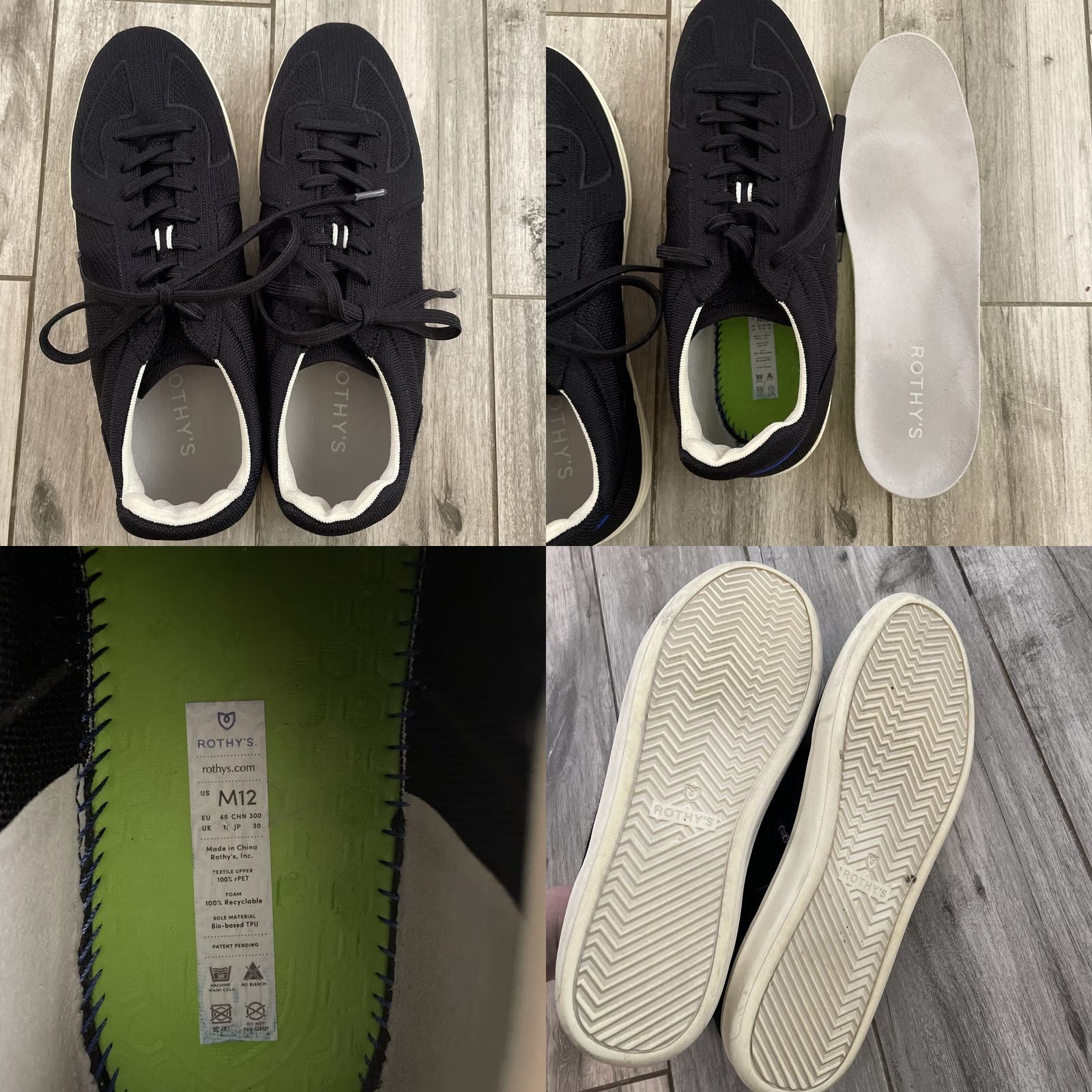 Vintage Rothy’s Mens Sneaker The Black Knit Fabric Lace Up Shoes Mens Size 12 Low Top Size US L / EU 52-54 / 3 - 8 Thumbnail