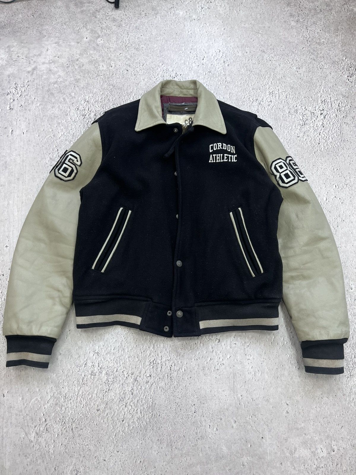 Japanese Brand × NBA Vintage 80's LEATHER Japan Leather Wool Varsity Jacket Size US L / EU 52-54 / 3 - 2 Thumbnail