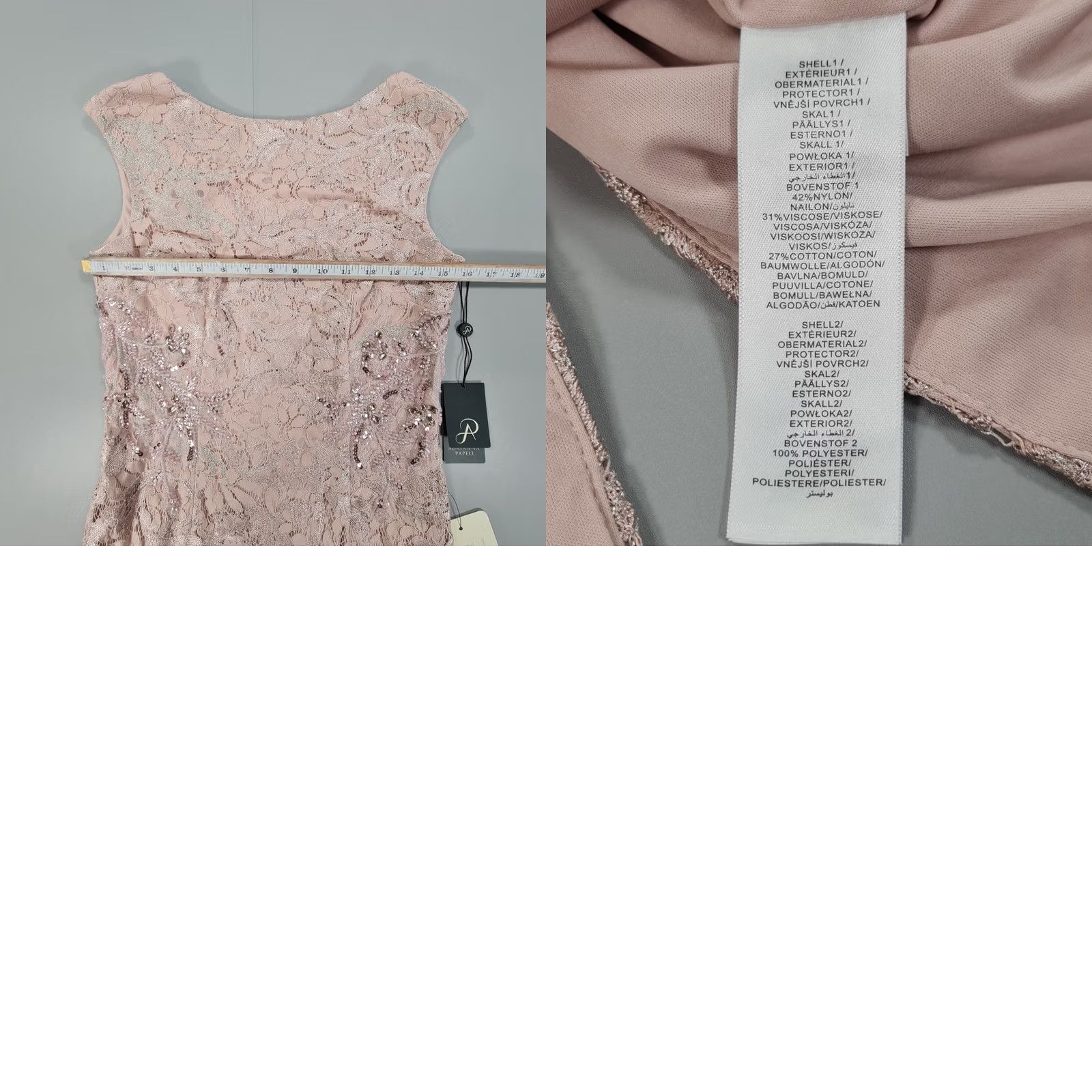 Adrianna Papell Adrianna Papel Womens Dress 6 UK Embroidered Lace Knee Dusty Rose Size M / US 6-8 / IT 42-44 - 8 Thumbnail