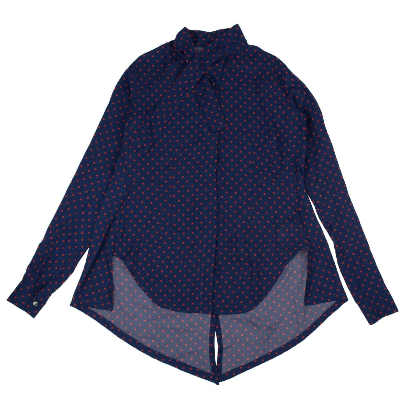 image of Unravel Project Dark Blue Red Polka Dot Shirt Size 40, Women's