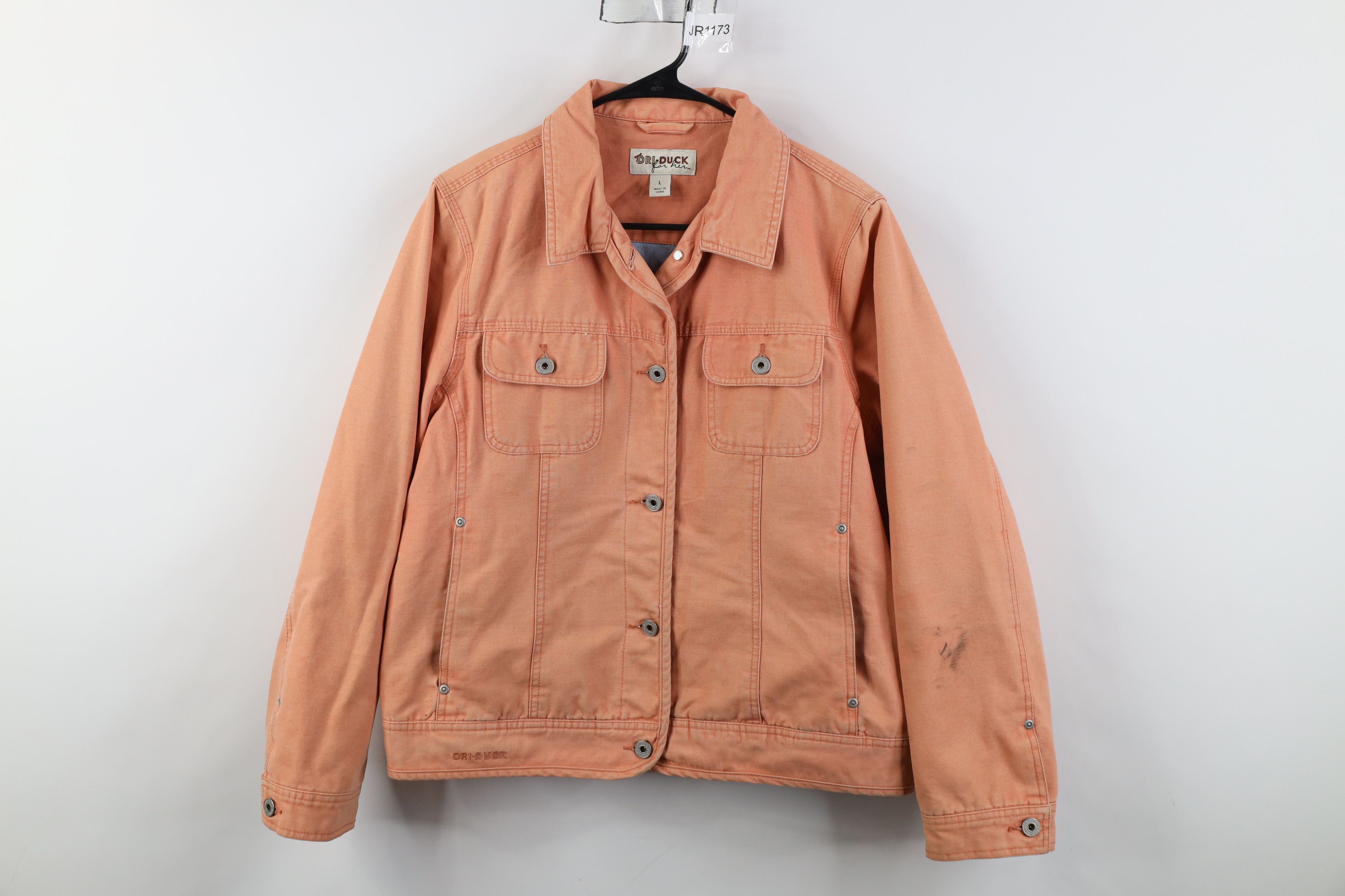 Vintage Vintage Y2K Streetwear Canvas Trucker Jacket Salmon Pink Size L / US 10 / IT 46 - 1 Thumbnail