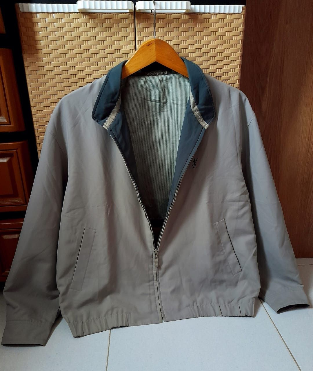 image of Itemvintage YVES Saint Laurent X YSL Jacket in Greenish Grey, Men's (Size Medium)