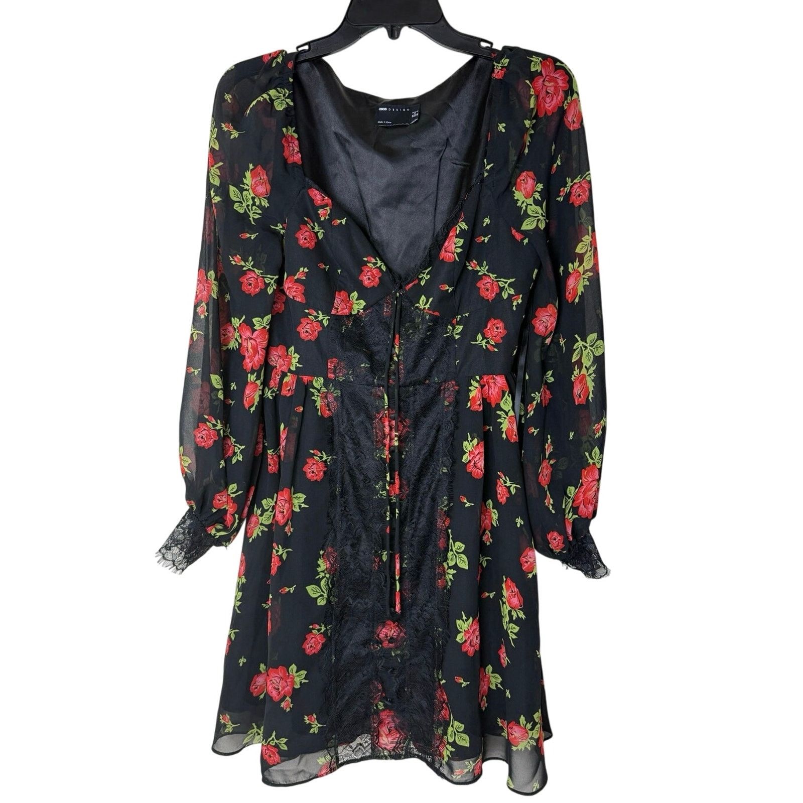 Asos ASOS DESIGN Rose Floral Lace Skater Mini Dress - US 2 Size XS / US 0-2 / IT 36-38 - 2 Thumbnail