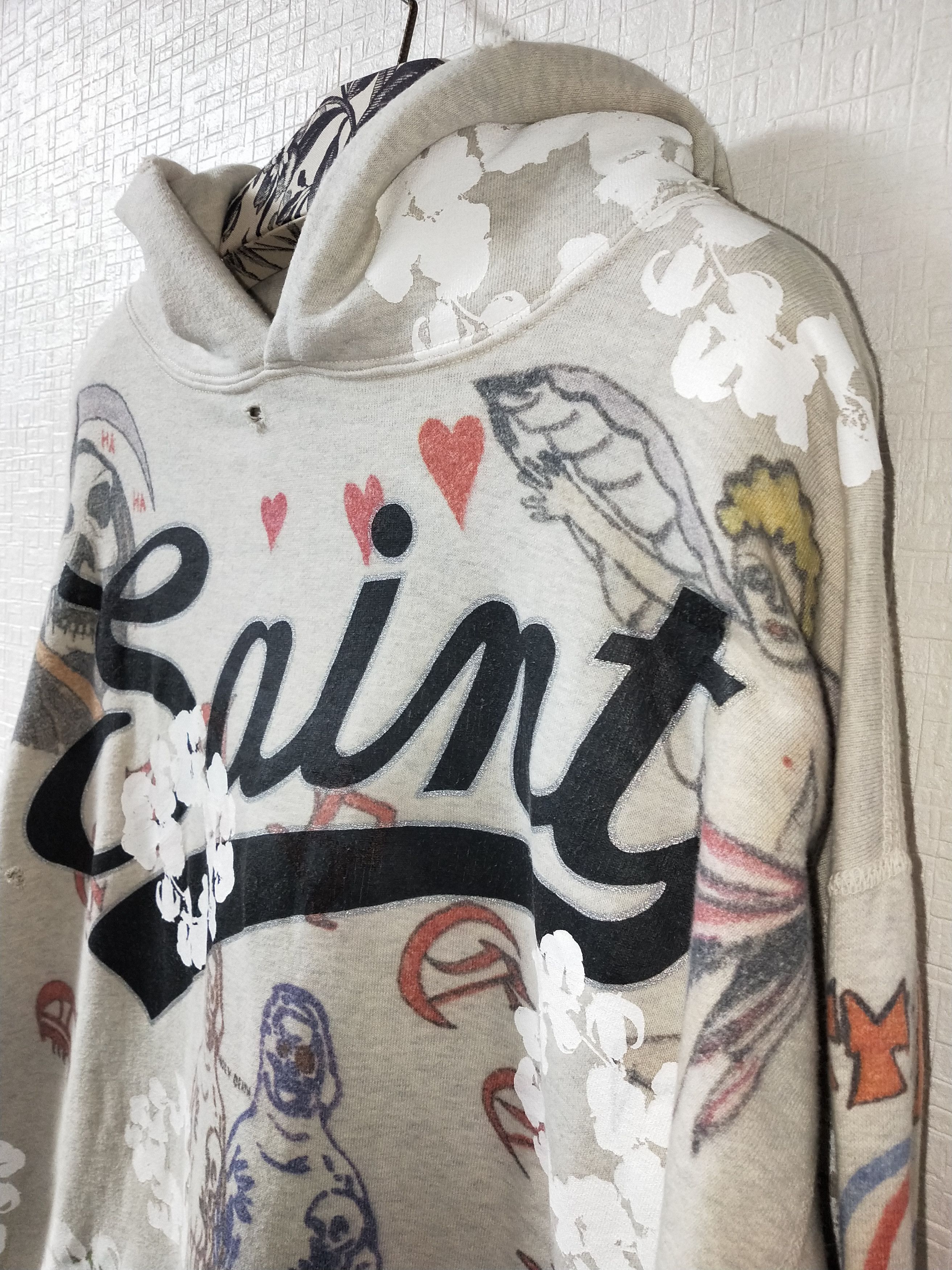 Saint Michael Denim Tears Graffiti Hoodie Size US L / EU 52-54 / 3 - 3 Thumbnail