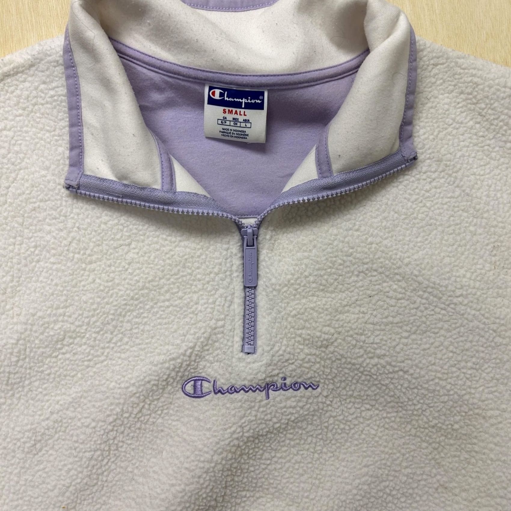 Champion Champion Sweatshirt Womens Small White Fleece 1/4 Zip Mock Neck Pullover Top Size S / US 4 / IT 40 - 2 Thumbnail