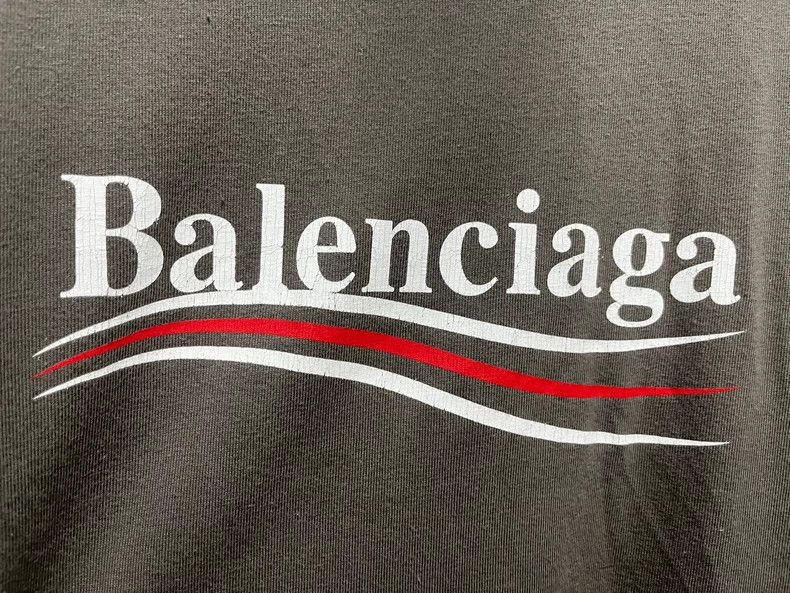 Balenciaga Balenciaga Gray Worn Printed Crack Crack Coke Short Sleeve Size US XXS / EU 40 - 4 Thumbnail