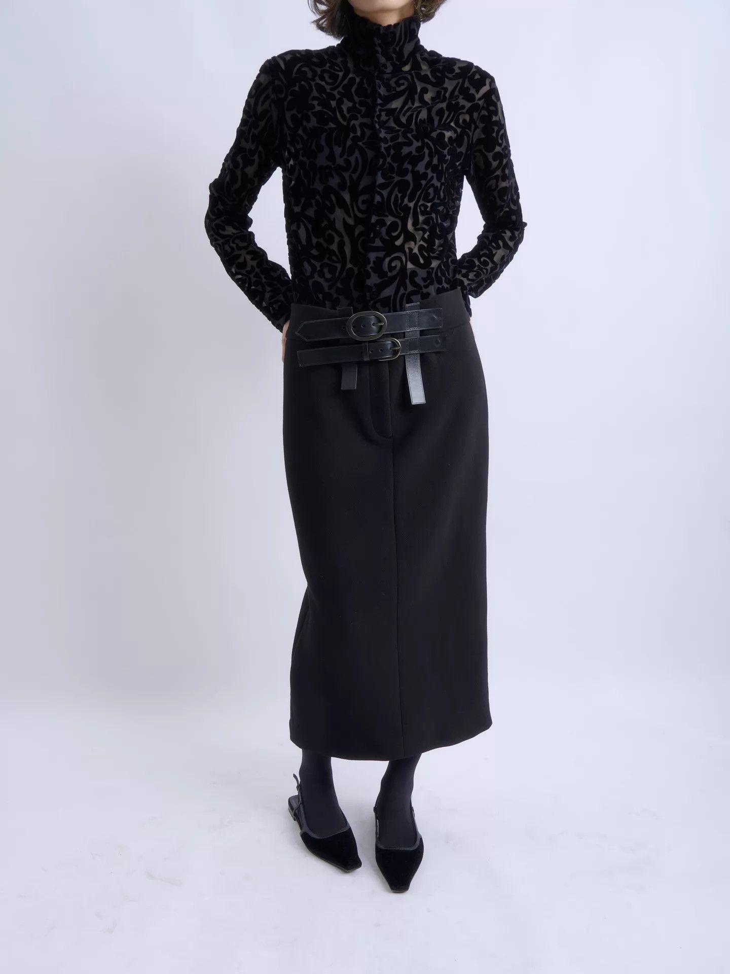 Tom Ford Tom Ford Double Belt High-Waist Wool Midi Skirt Size 26" / US 2 / IT 38 - 7 Thumbnail