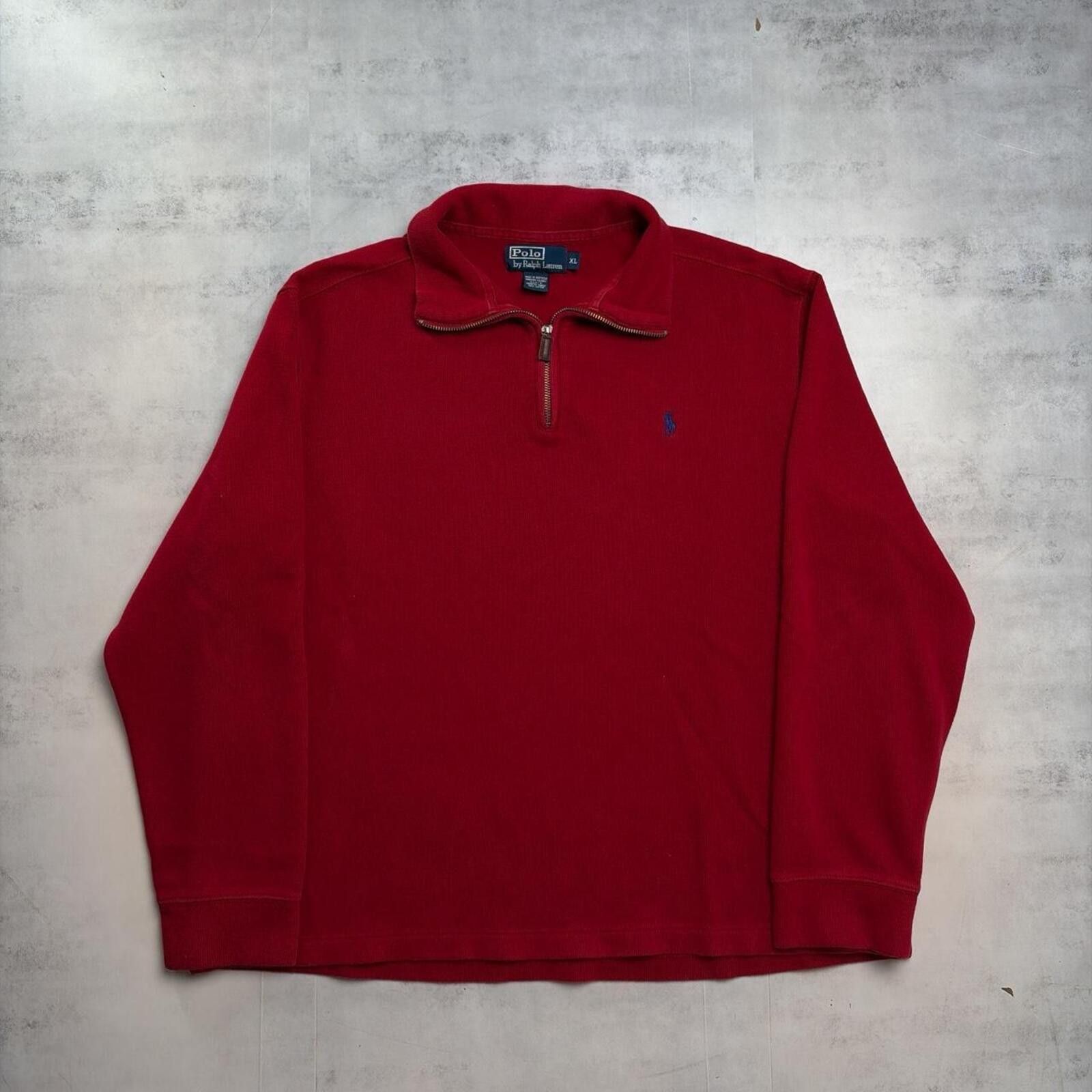 Polo Ralph Lauren Vintage 90’s Red Polo Ralph Lauren Quarter Zip Sweater Size US XL / EU 56 / 4 - 1 Thumbnail