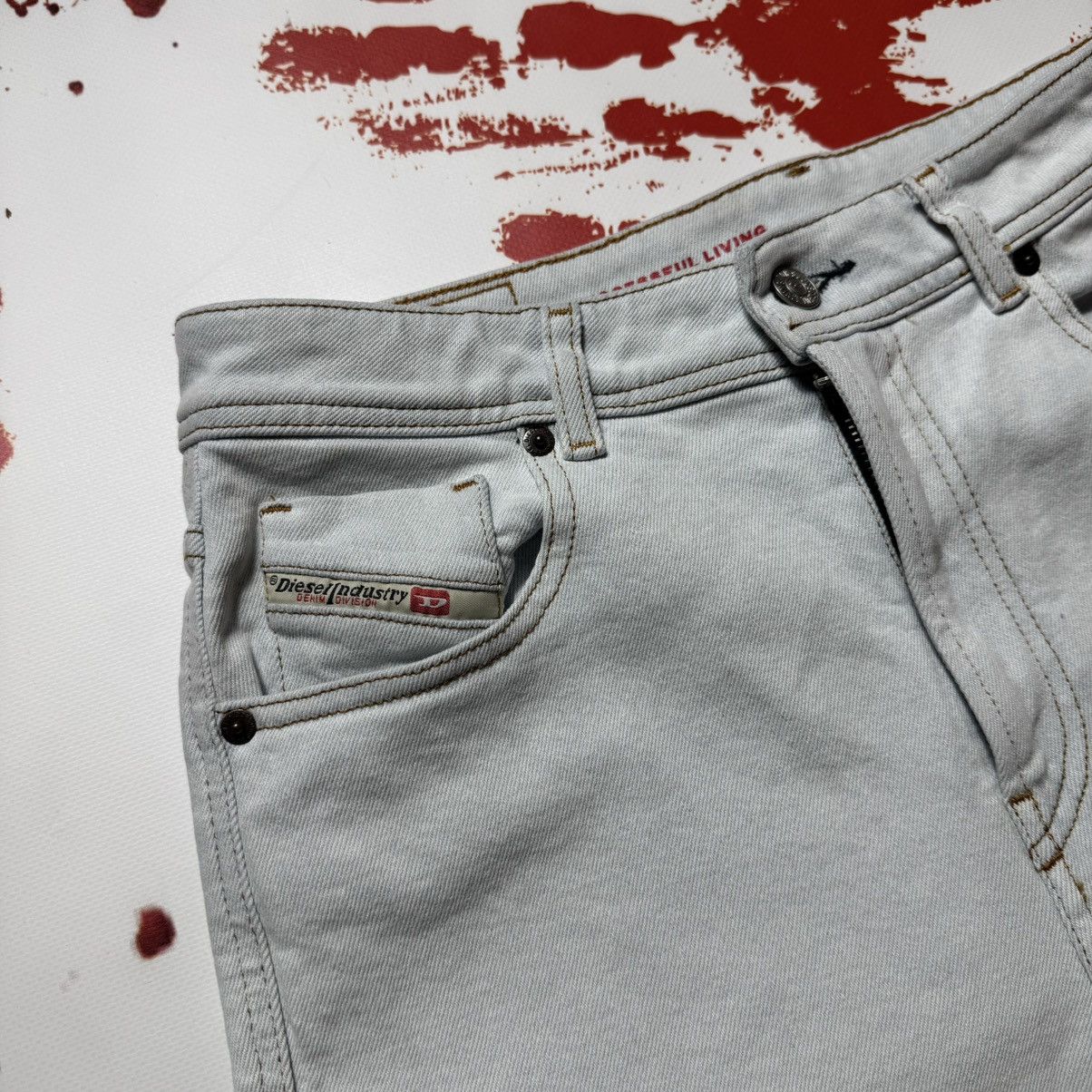 Diesel vintage 90s diesel jeans big logo white blue Size 29" - 5 Thumbnail
