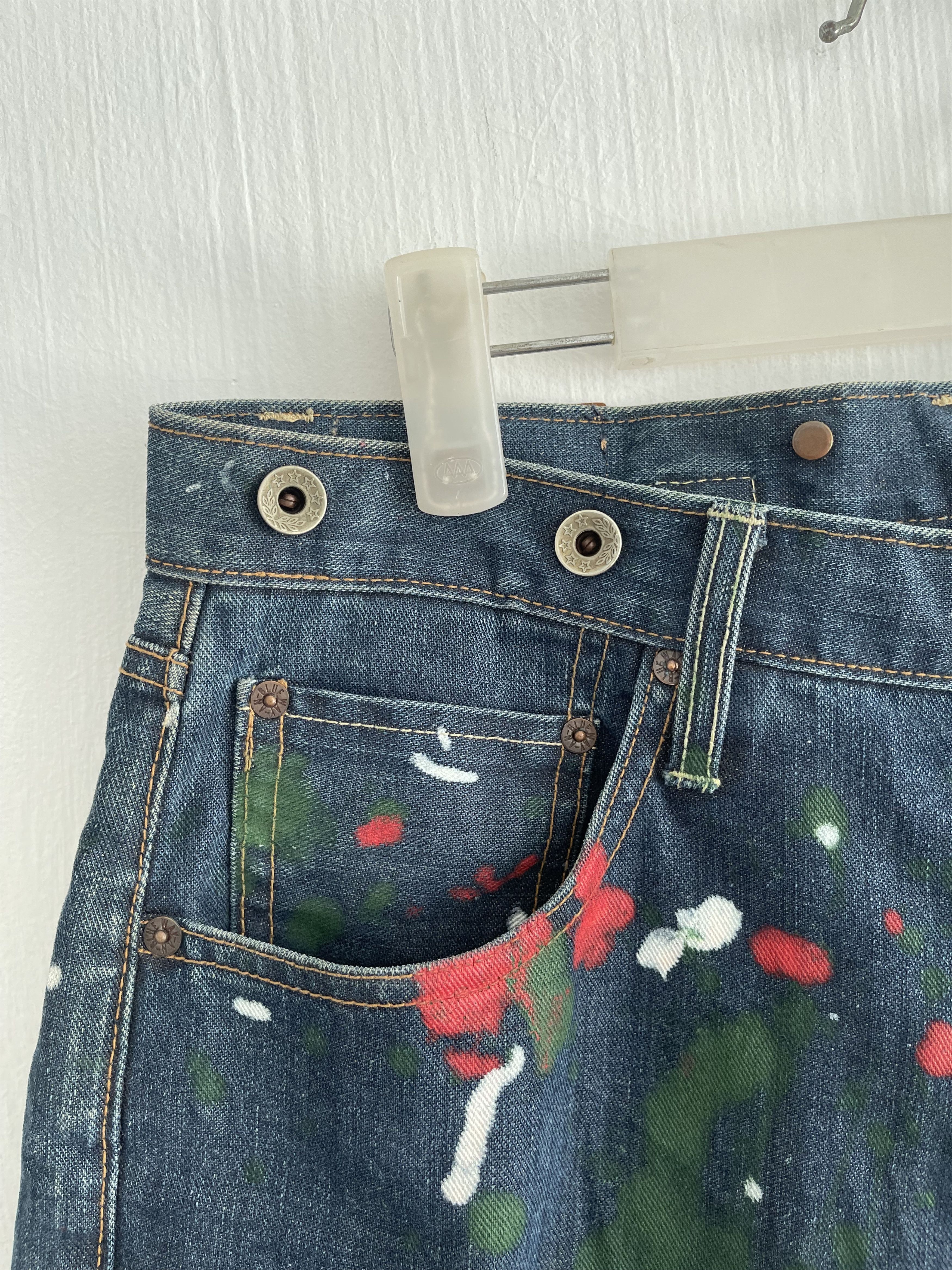 Japanese Brand Blue Way Cropped Denim Short Paint Splatter Size US 34 / EU 50 - 9 Thumbnail