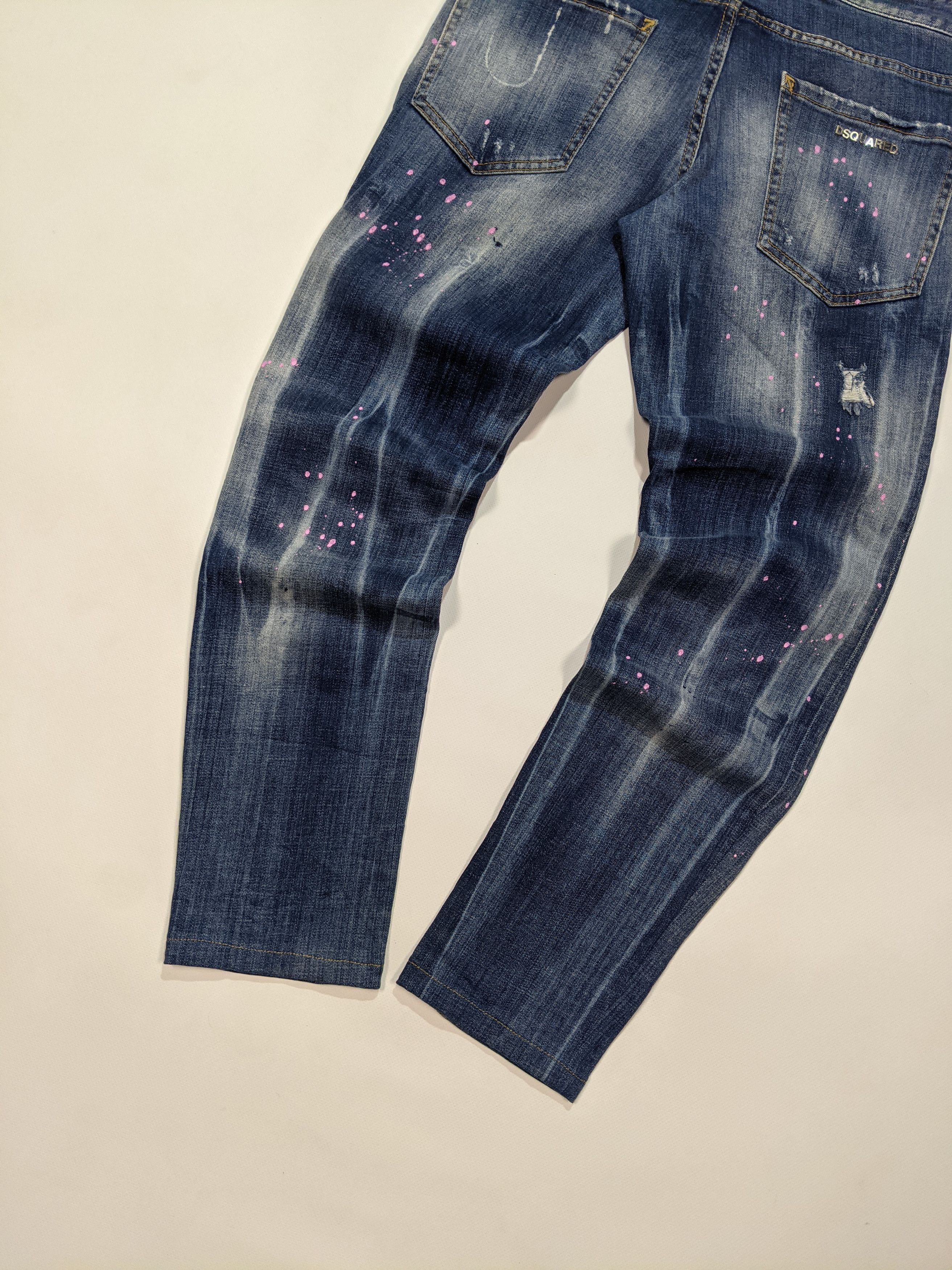 Dsquared2 DSQUARED2 Authentic Men's Blue Distressed Skinny Jeans Size US 31 - 7 Thumbnail