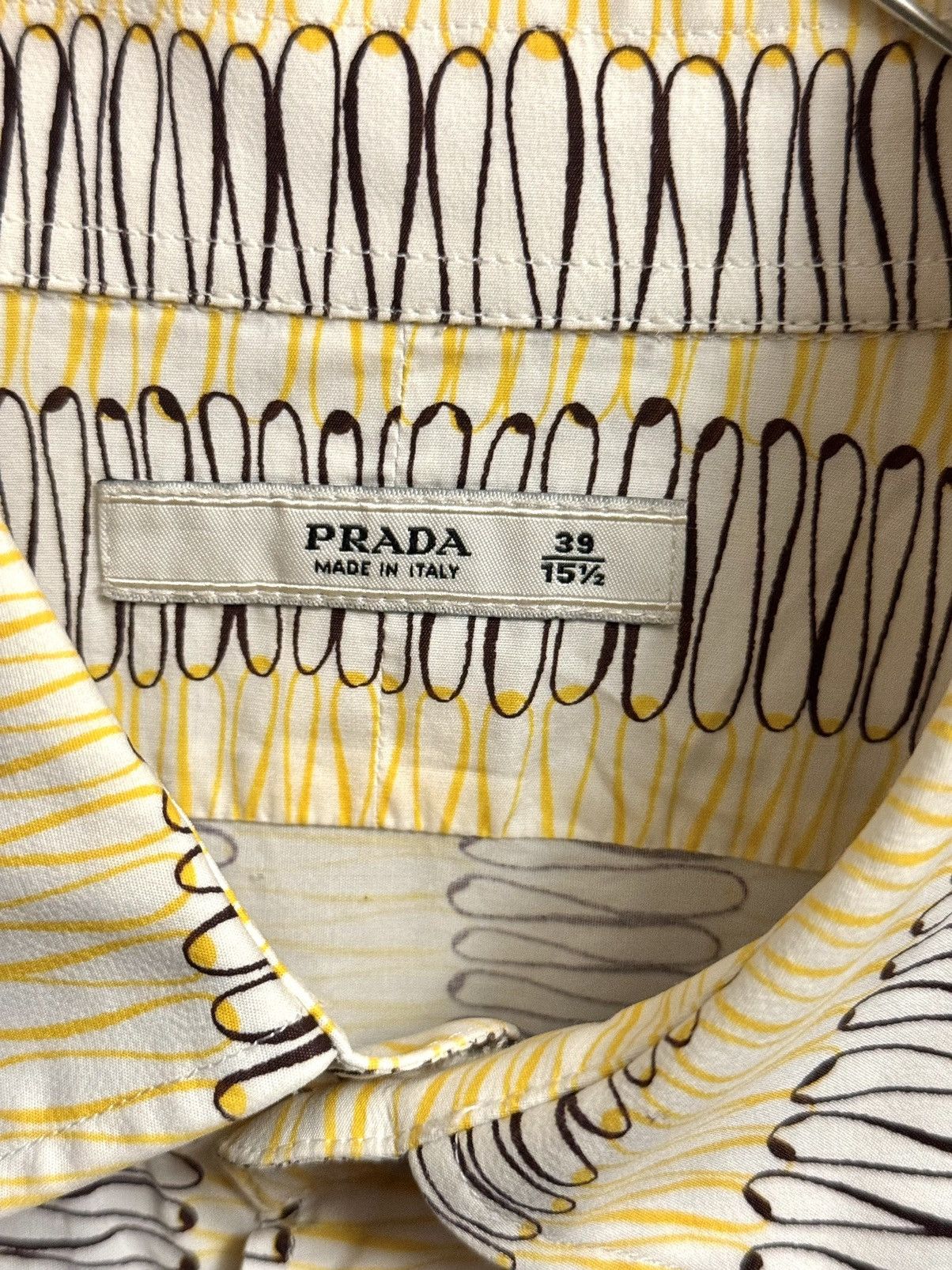 Prada prada vintage yellow printed shirt 39 men Size US S / EU 44-46 / 1 - 2 Thumbnail