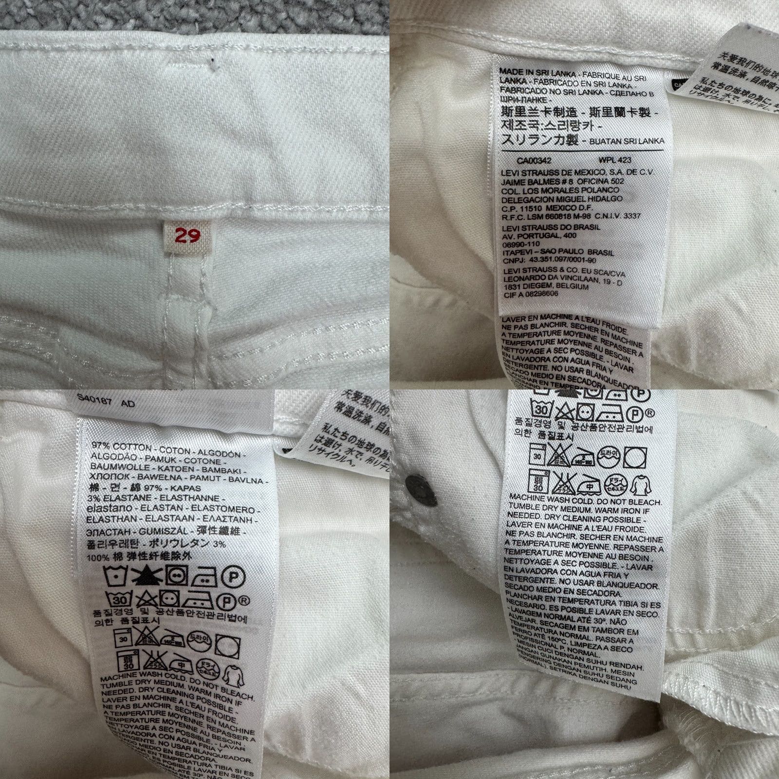 Levi's Levi's 501 Jeans Cropped Mid White Womens W29 XS? Size 29" - 9 Thumbnail