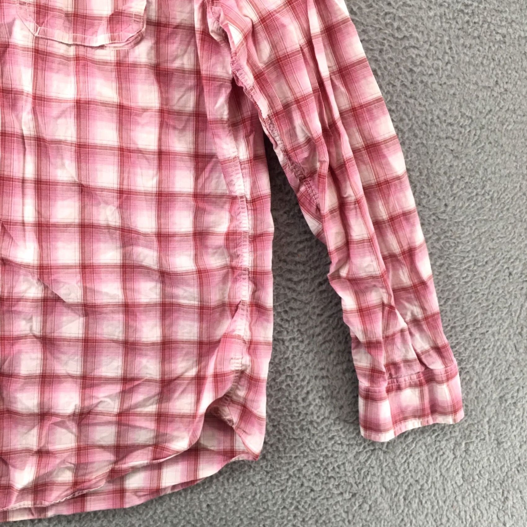 Banana Republic Banana Republic Plaid Button-Up Shirt Womens Large Pink Long Sleeve Collared Size L / US 10 / IT 46 - 3 Thumbnail