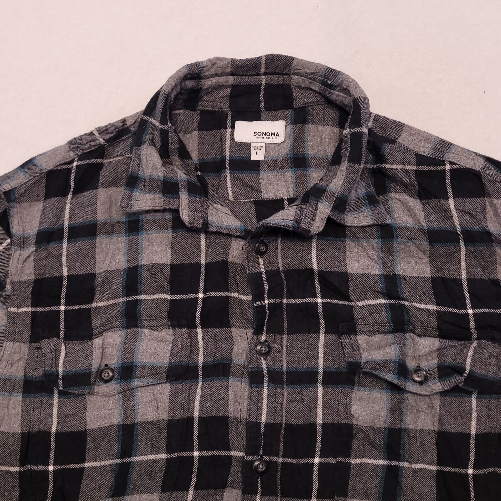 Sonoma Sonoma Tartan Flannel Button Up Shirt Mens Size L Gray Black Size US L / EU 52-54 / 3 - 1 Thumbnail