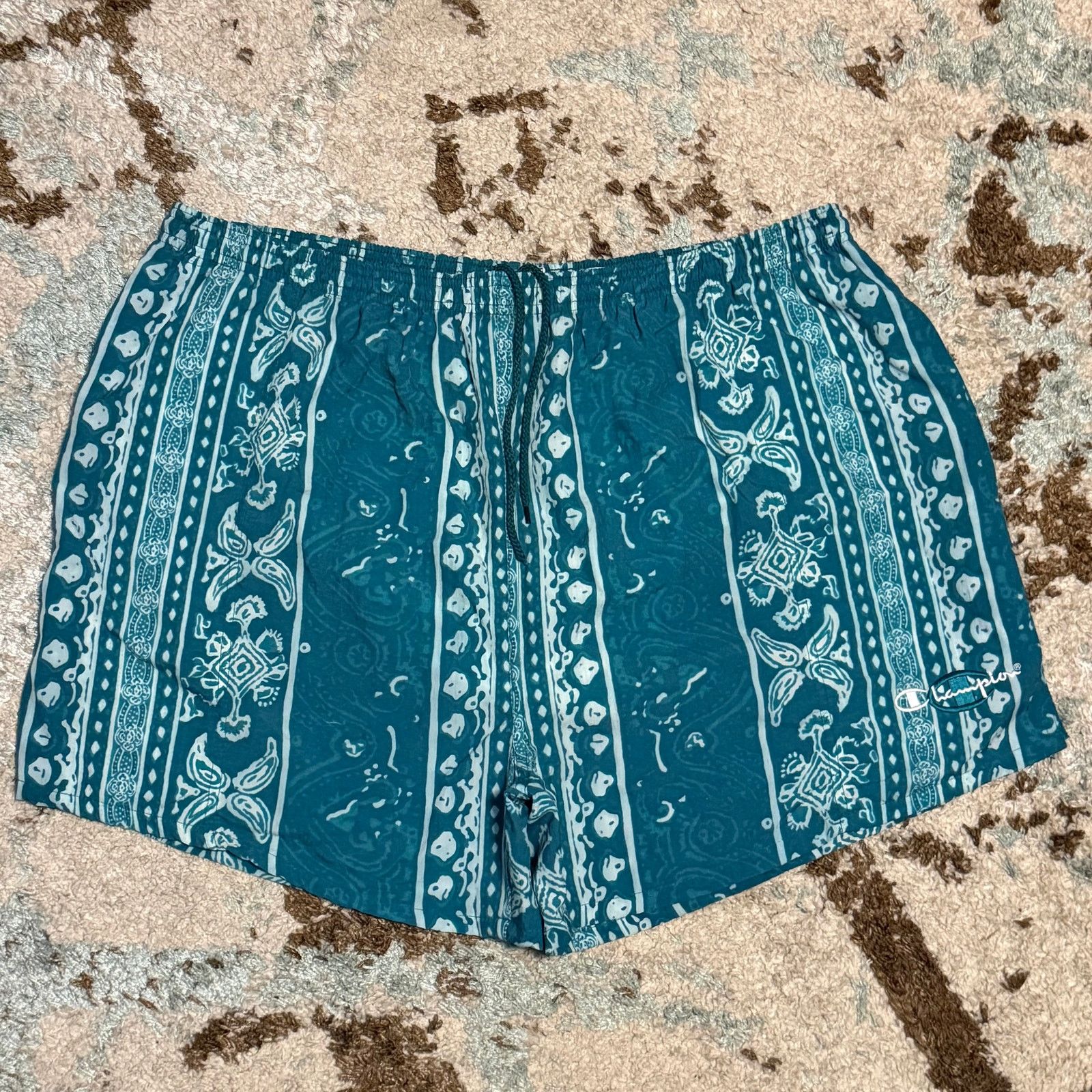 Champion × Vintage Vintage Champion Abstract Swim Trunks Nylon Shorts XL 90s Size US 38 / EU 54 - 1 Thumbnail