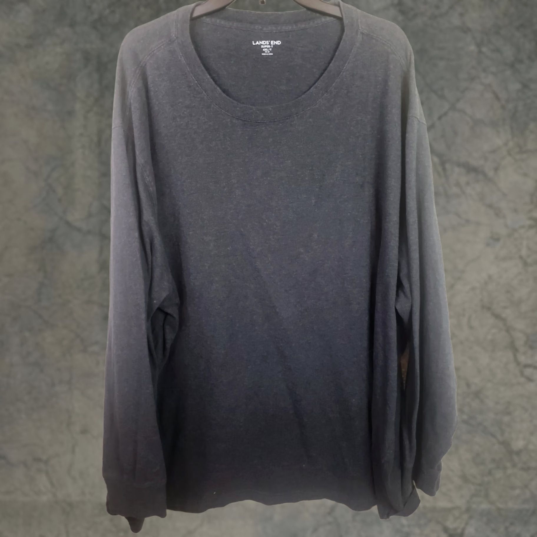Lands' End Lands' End Men's Super-T Long Sleeve Crewneck T-Shirt 4XLT Charcoal Heathered Mens, 4XLT, Charcoal Heathered, T-Shirt, Crew Neck, Long Sleeve Size US XXL / EU 58 / 5 - 1 Thumbnail