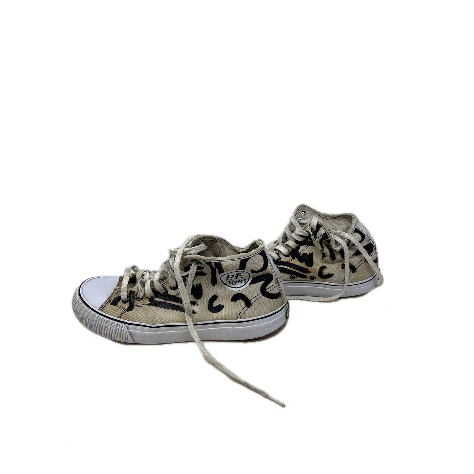 P.F. Flyers PF Flyers White Graffiti High Top Canvas Sneakers Mens 7.5 Size US 7.5 / EU 40-41 - 2 Thumbnail