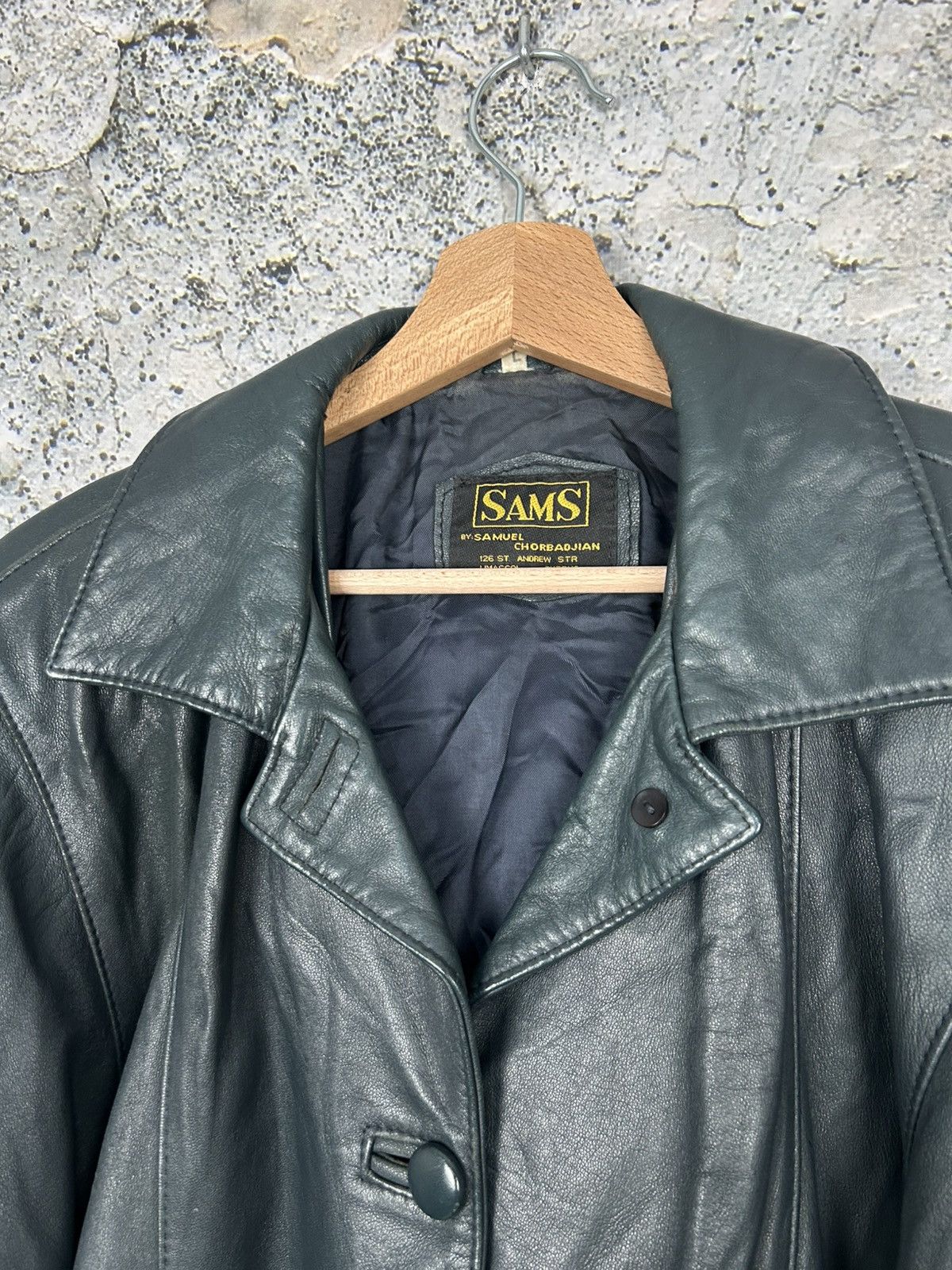 Vintage Leather Coat Jacket Black Green Avant Garde Grunge