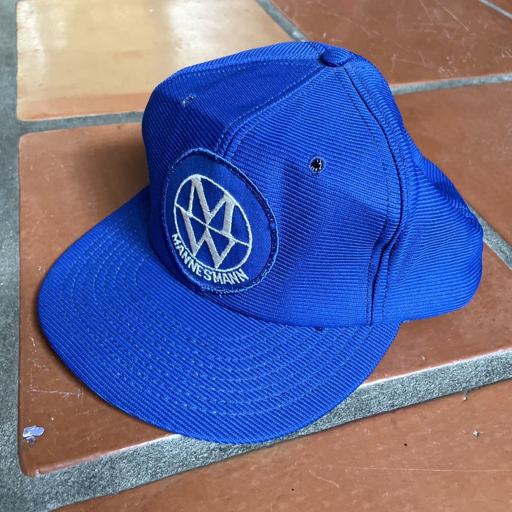 Vintage VINTAGE Funkap Blue Adjustable Snapback Hat Mens MANNESMANN German Conglomerate Truckera style Cap USA Made 1990s Blue Snapback Mens Size ONE SIZE - 4 Thumbnail