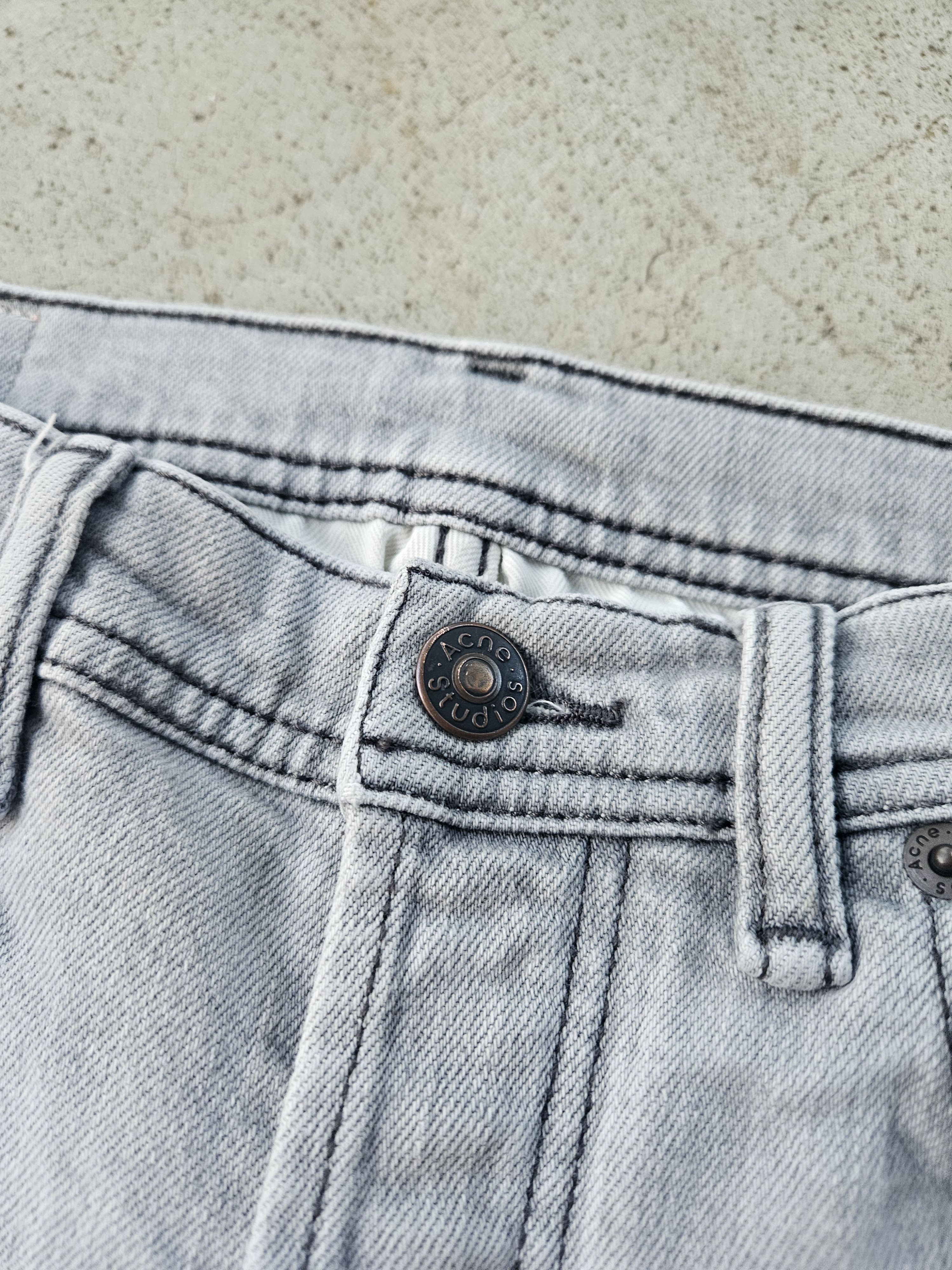 Acne Studios River Stone Grey Leather Back Patch Denim Jeans Size US 30 / EU 46 - 6 Thumbnail