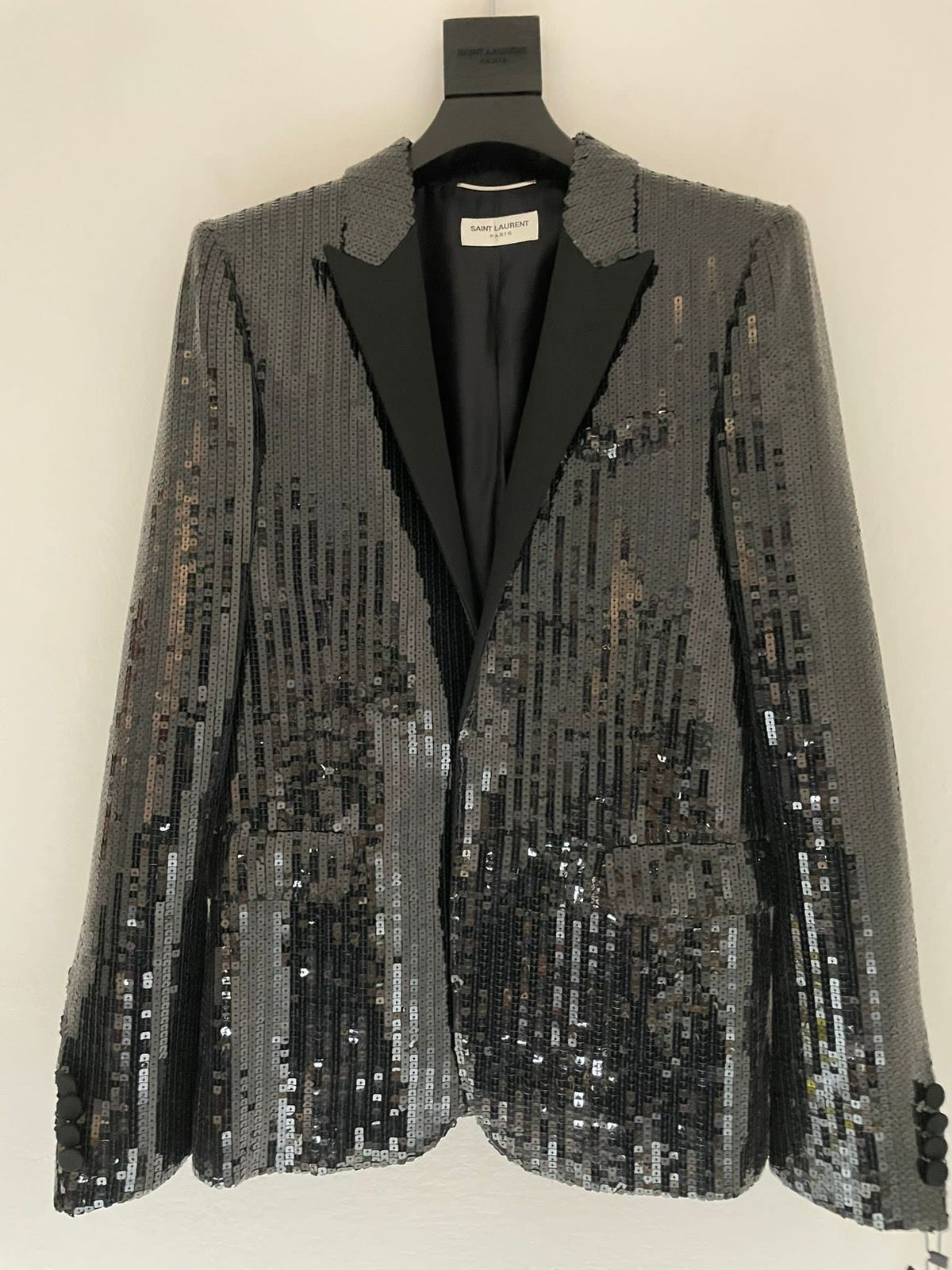 Pre-owned Hedi Slimane X Saint Laurent Paris Ss13 - Grail - 10.000$ Daft Punk Sequined Le Smoking Blazer In Black