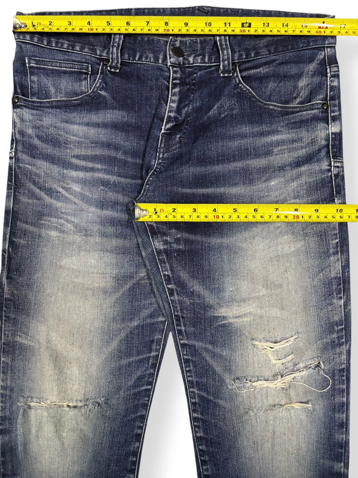 Tornado Mart Vintage Tornado Mart Whiskers Faded Wash Distressed Jeans Size US 33 - 12 Thumbnail