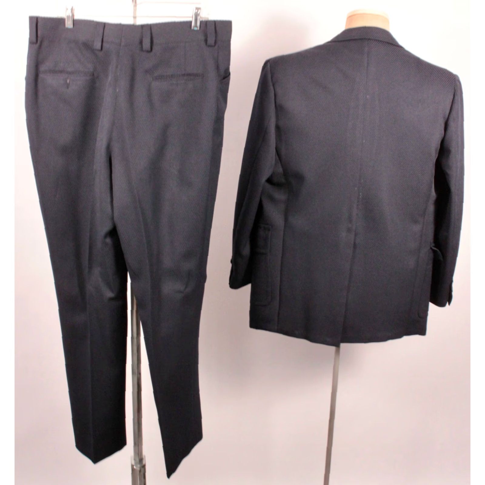 Vintage VINTAGE Mens VTG 70s 2 PC Navy Blue Polyester Leisure Suit Sz L 1970s Disco Cricketeer Size 42R - 2 Thumbnail