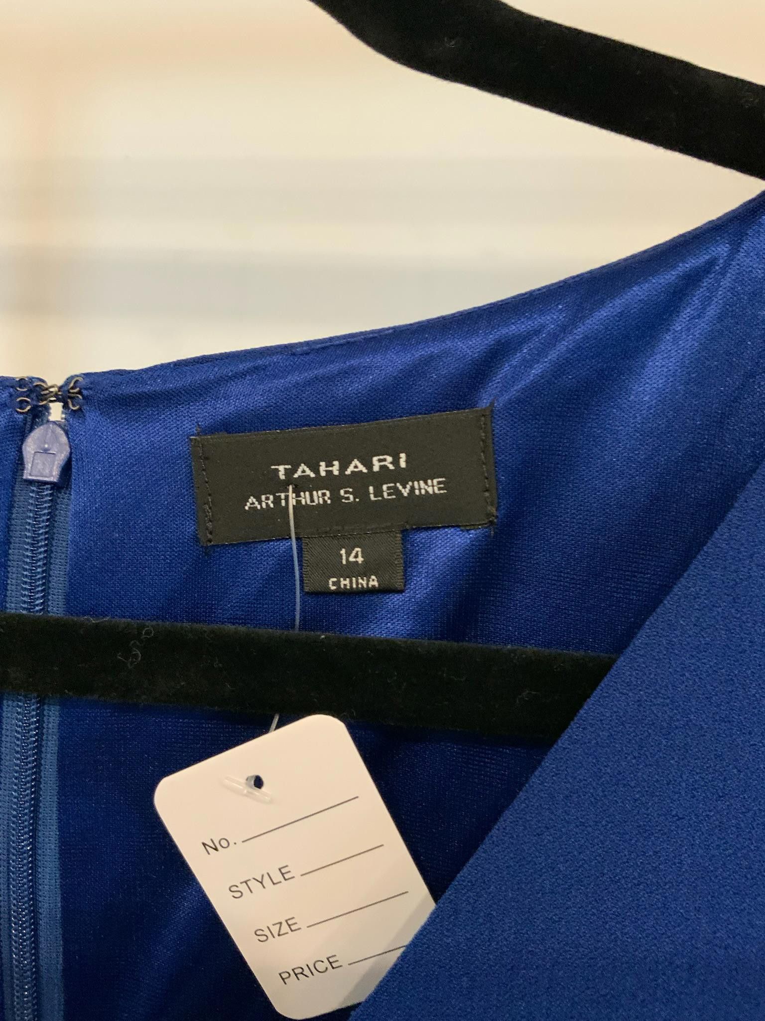 Designer Elegant Tahari Arthur S. Levine Navy Blue Dress Size XL / US 12-14 / IT 48-50 - 3 Thumbnail