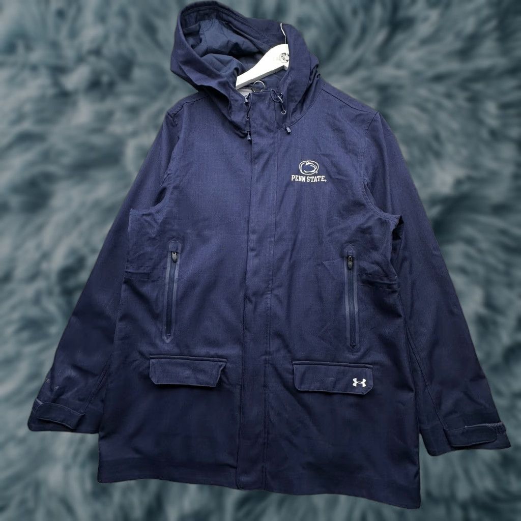 Under Armour Under Armour Storm Penn State Parka Raincoat Jacket Men Large UW7233 Blue Hooded Long Coat Full Zip Men L Rain Coat Navy Size US L / EU 52-54 / 3 - 1 Thumbnail