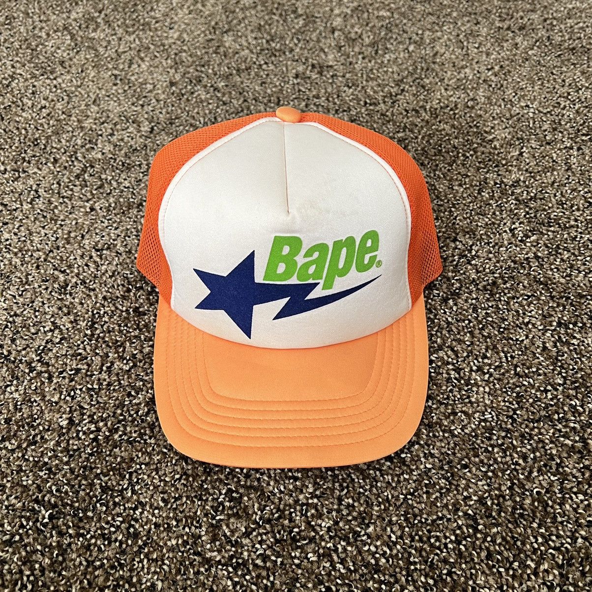 image of Og 2007 Bape Sta Trucker Hat in Orange, Men's