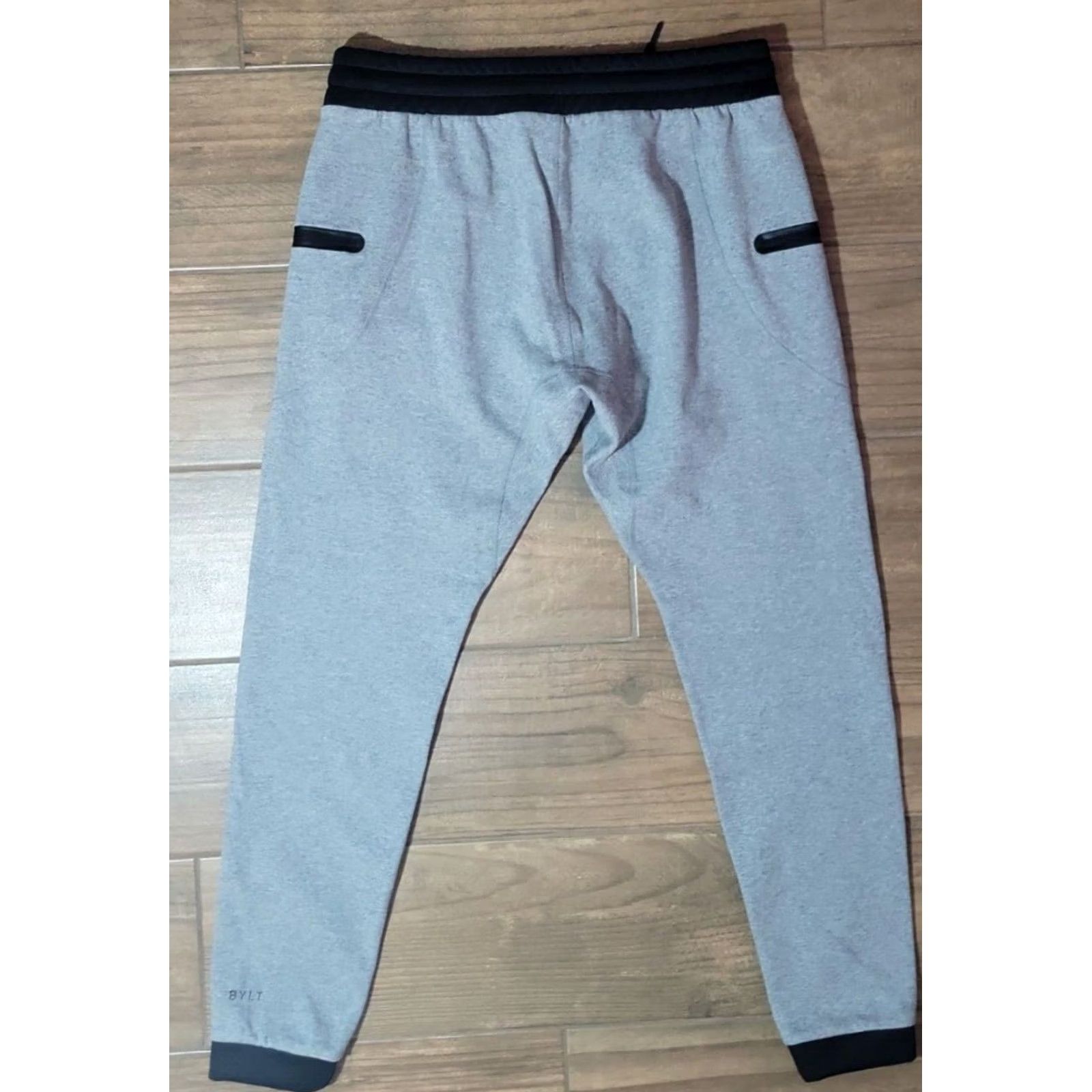 Vintage BYLT Jogger Pants Mens 2XL Gray Black Zipper Pockets Drawstring Size US 39 - 2 Thumbnail