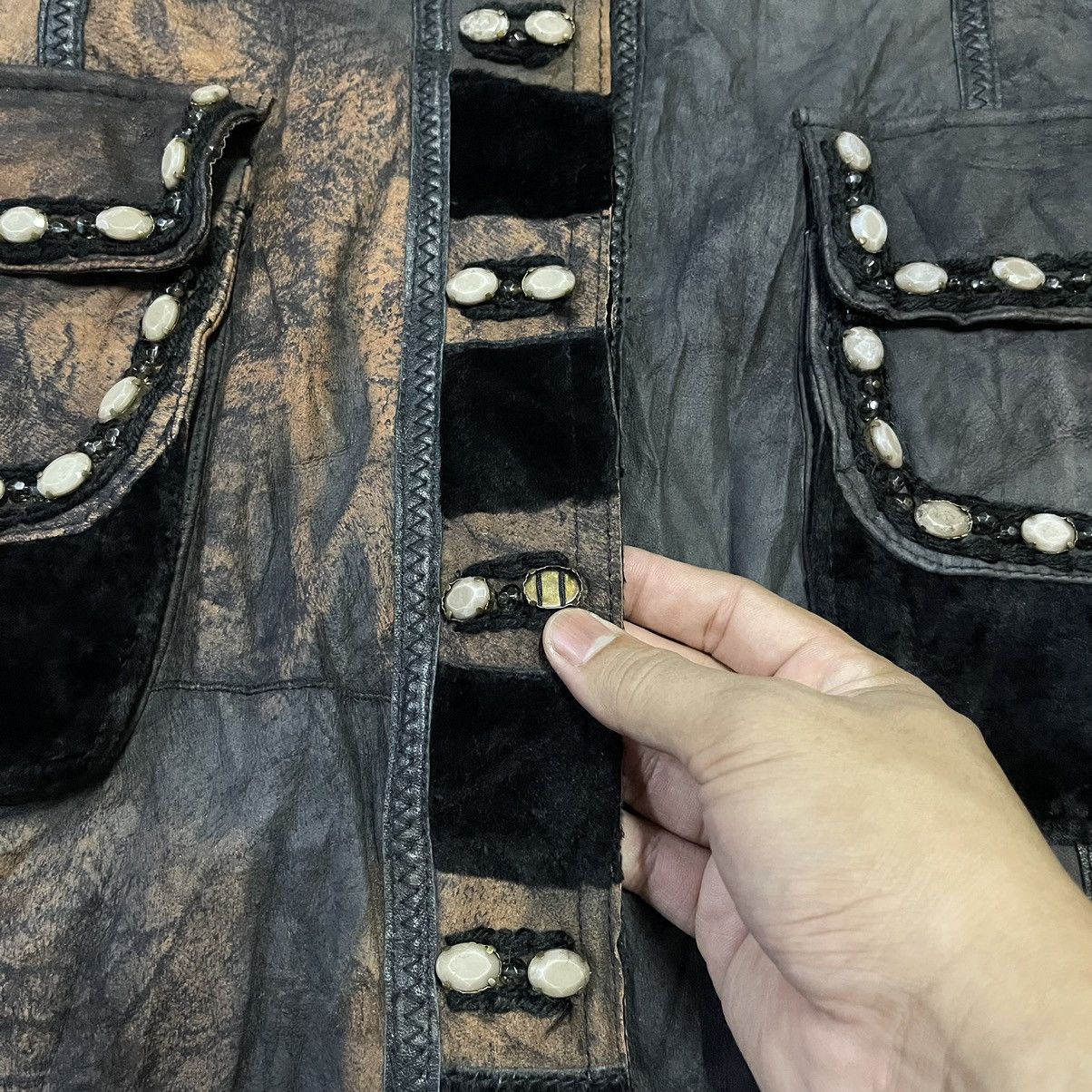 Le Grande Bleu (L.G.B.) Vintage If Six Was Nine LGB Style Fur Leather Jacket Size L / US 10 / IT 46 - 5 Thumbnail