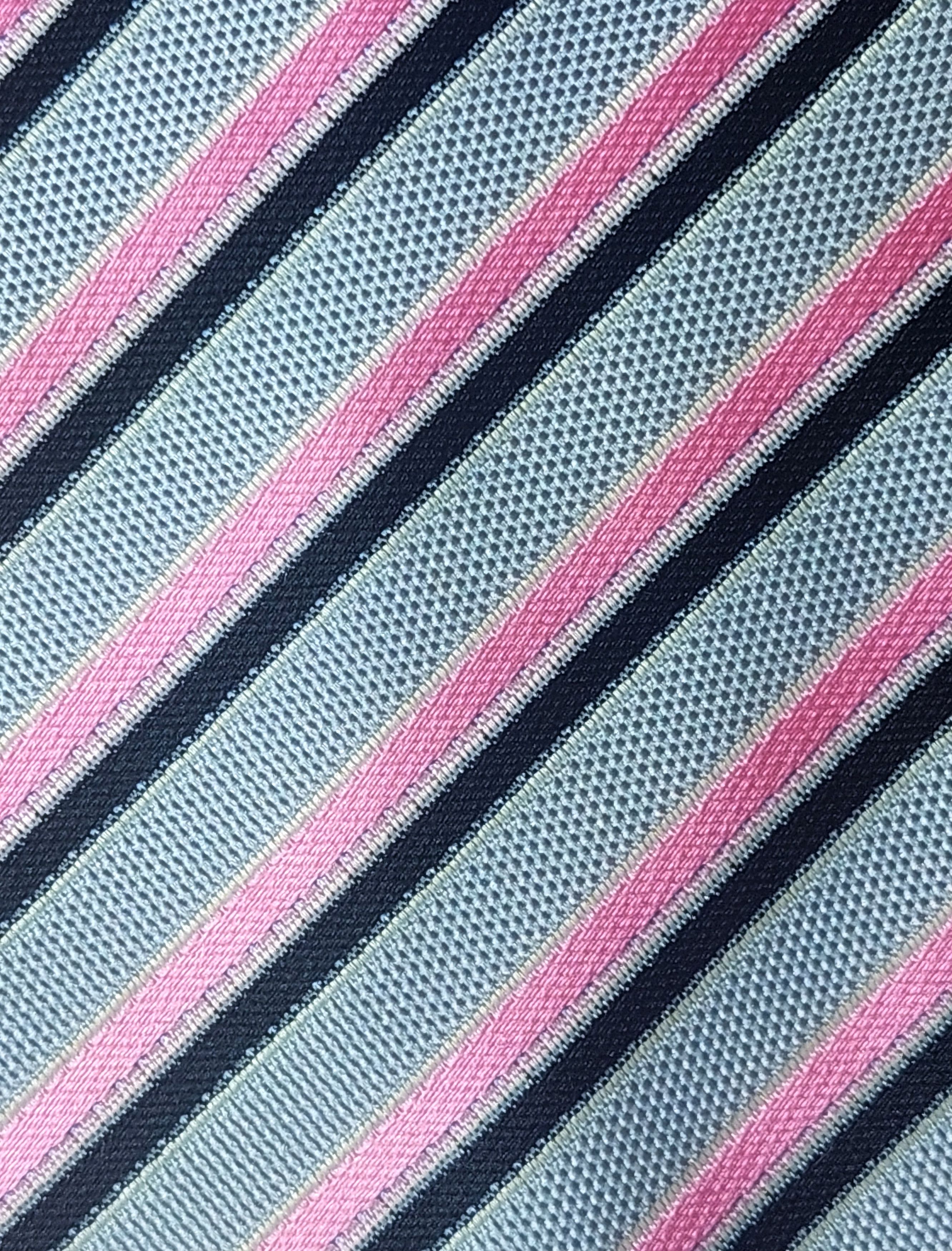 Ermenegildo Zegna Ermenegildo Zegna Silk Tie Gray Pink Diagonal Stripe Italy Size ONE SIZE - 9 Thumbnail