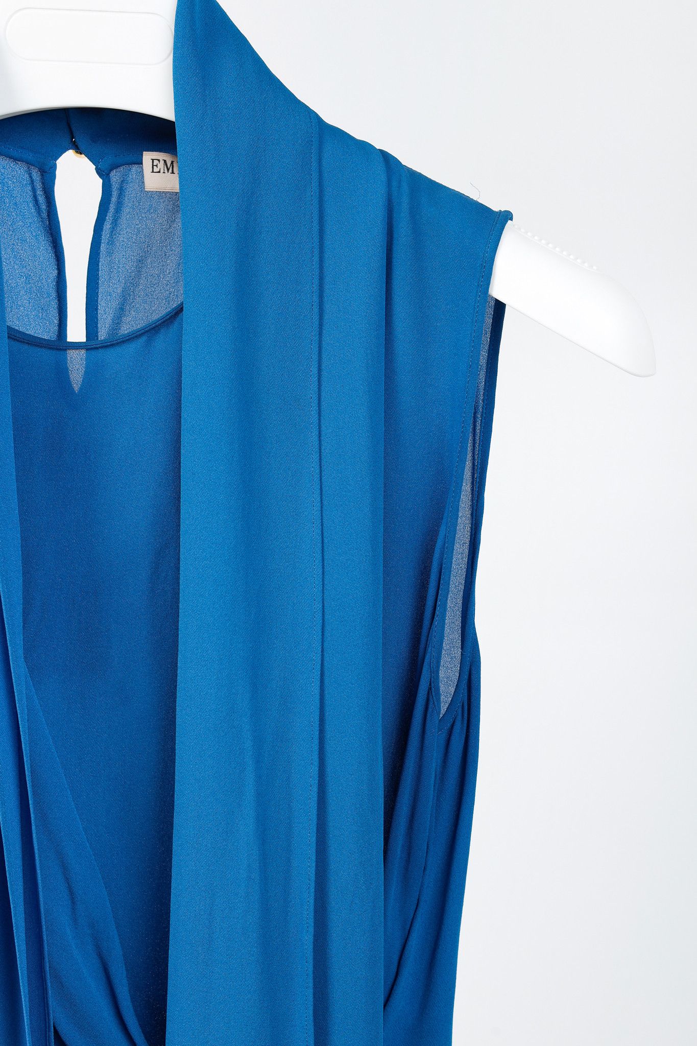 Emilio Pucci Emilio Pucci Blue Silk Crepe Draped Blouse with Scarf Size M / US 6-8 / IT 42-44 - 6 Thumbnail