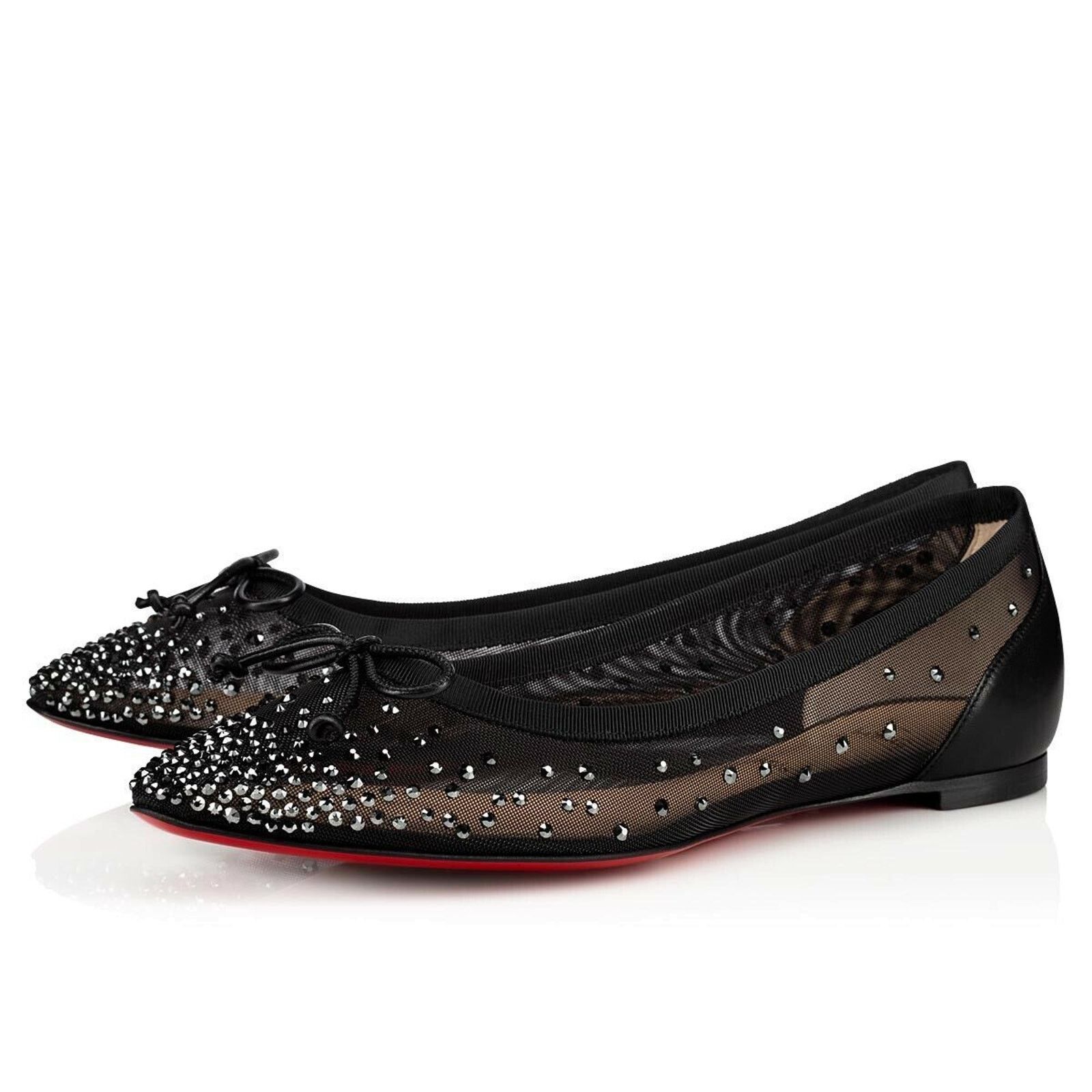 Christian Louboutin Christian Louboutin Patio Black Leather Strass Crystal Size US 6 / IT 36 - 1 Thumbnail