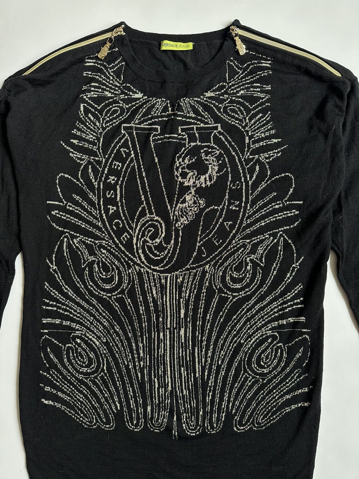 Versace Jeans Couture Versace Jeans Knit Long Sleeve Shirtdress Gold Zip Sz L/XL Size L / US 10 / IT 46 - 3 Thumbnail