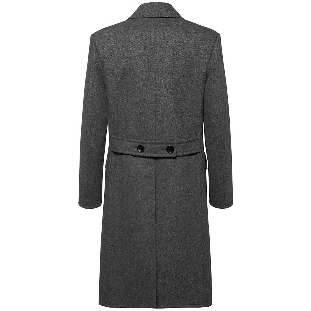 Tom Ford TOM FORD Double Breasted Gray Wool Herringbone Long Coat New Size US XXL / EU 58 / 5 - 2 Thumbnail