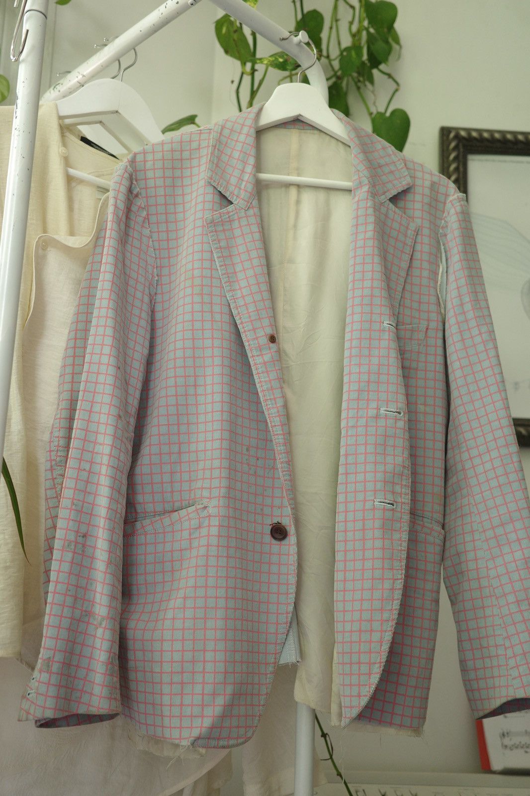 Sulvam Blue And Vermillion Checkered Blazer Size 44R - 6 Thumbnail