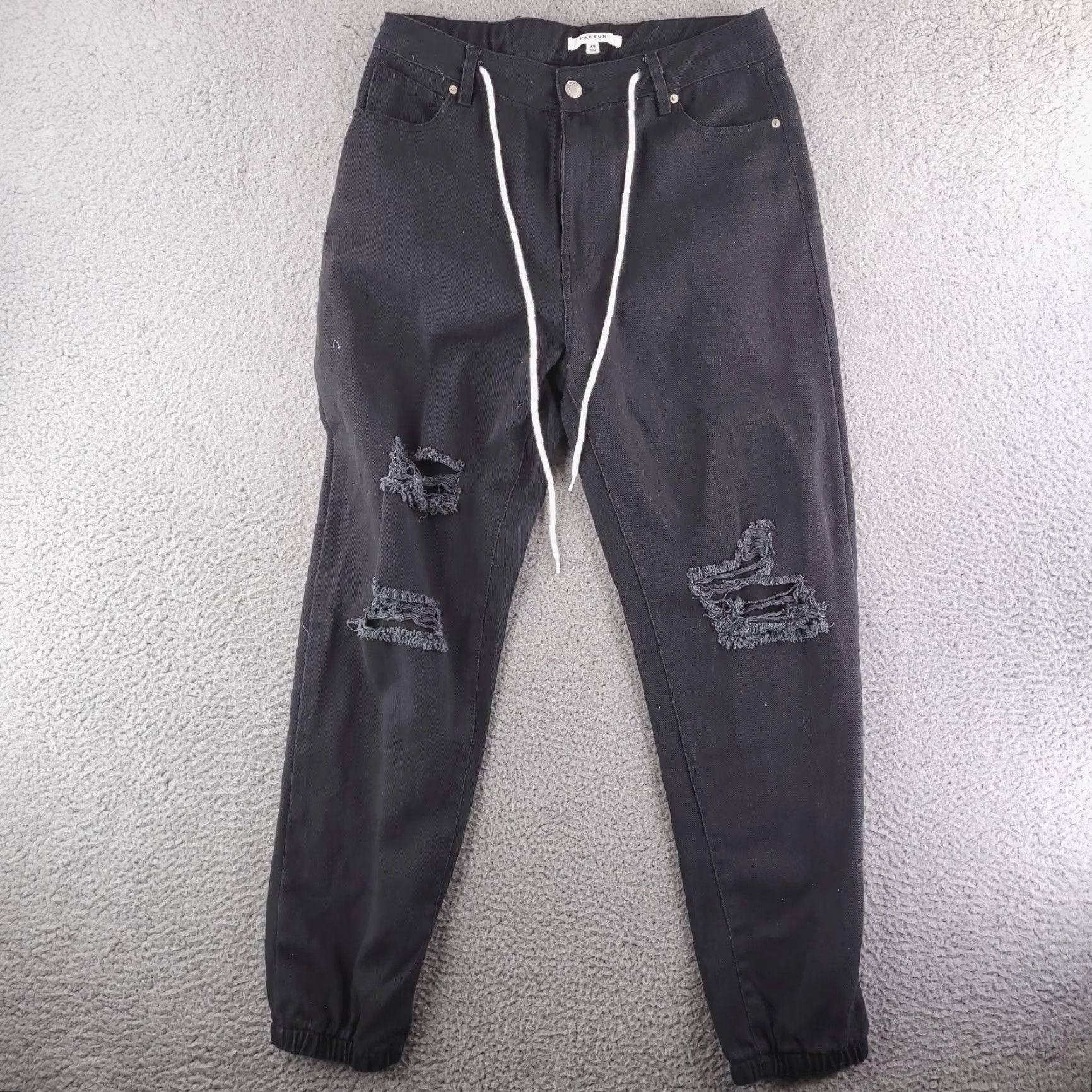 Pacsun Pacsun Pants Mens Small 28 Denim Jogger Black Distressed Ripped Jean Size US 29 - 2 Thumbnail