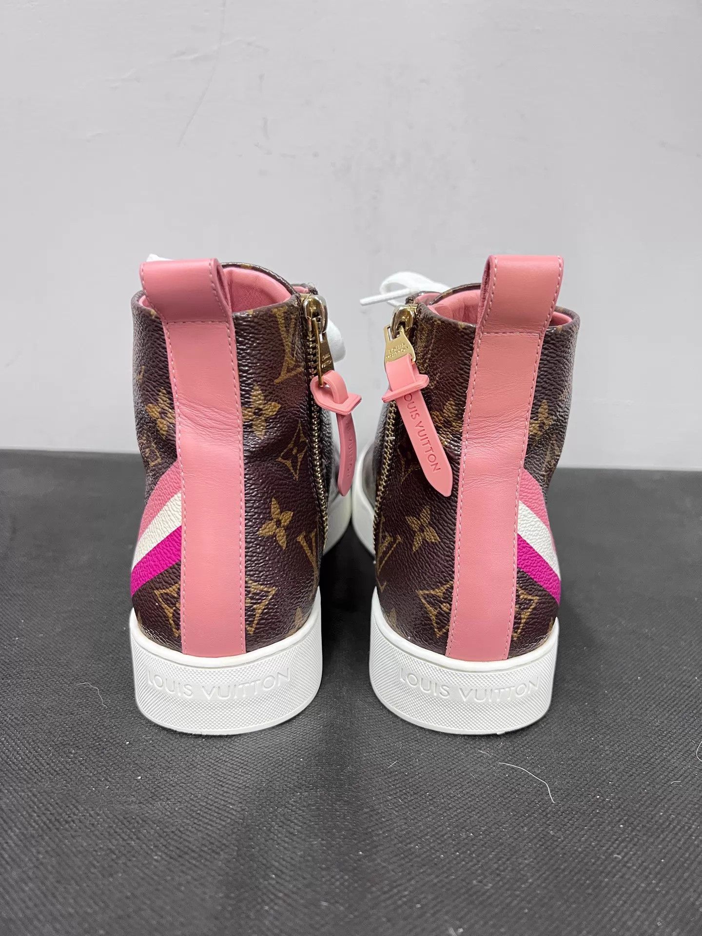 Louis Vuitton LV Monogram All-Over Print High-Top Sneakers 36.5 Mint Size US 6 / IT 36 - 3 Thumbnail