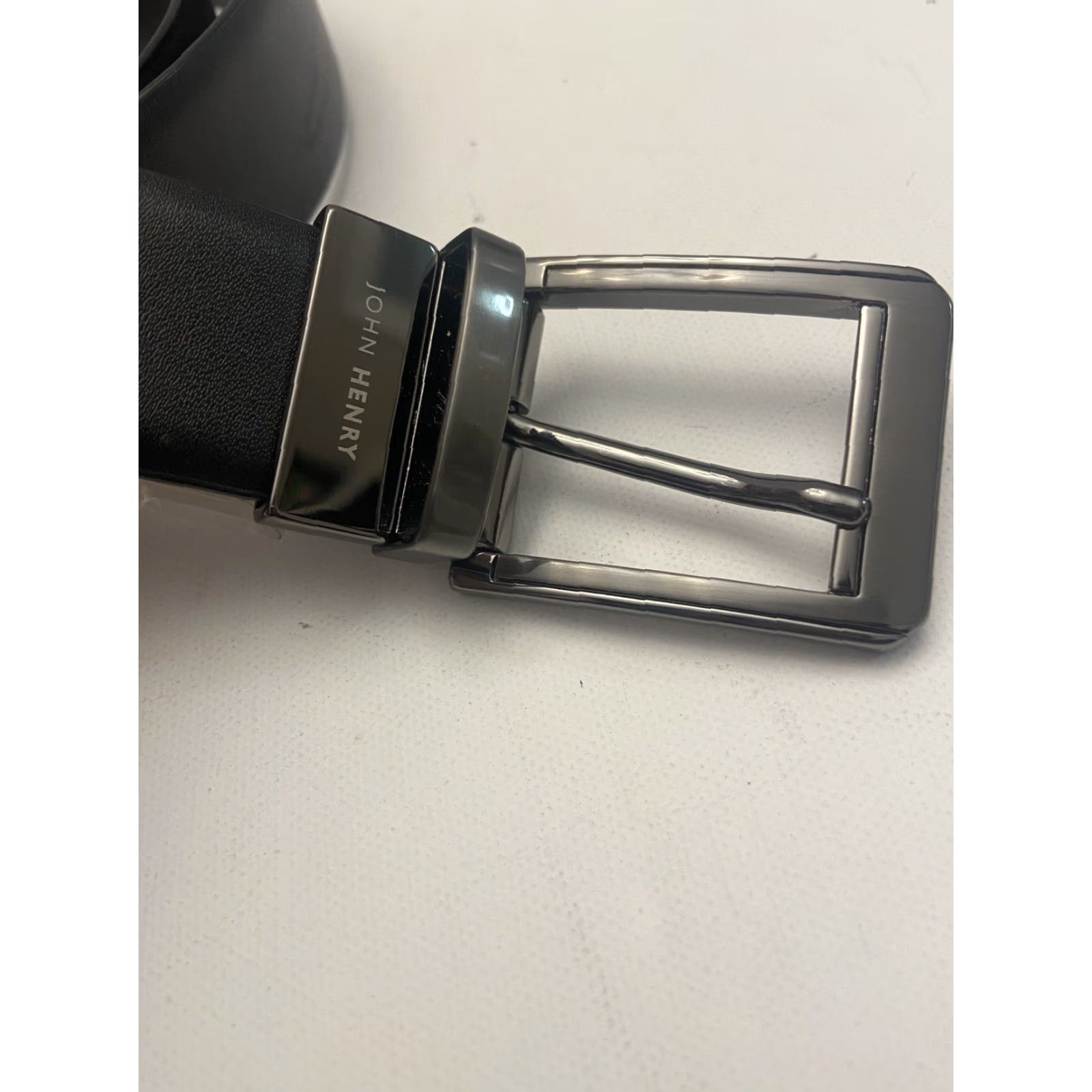 Vintage VINTAGE John Henry Belt Leather Black Size 38 Men Adult 38 Black Leather Belt 1302052 New Size 38 - 2 Thumbnail