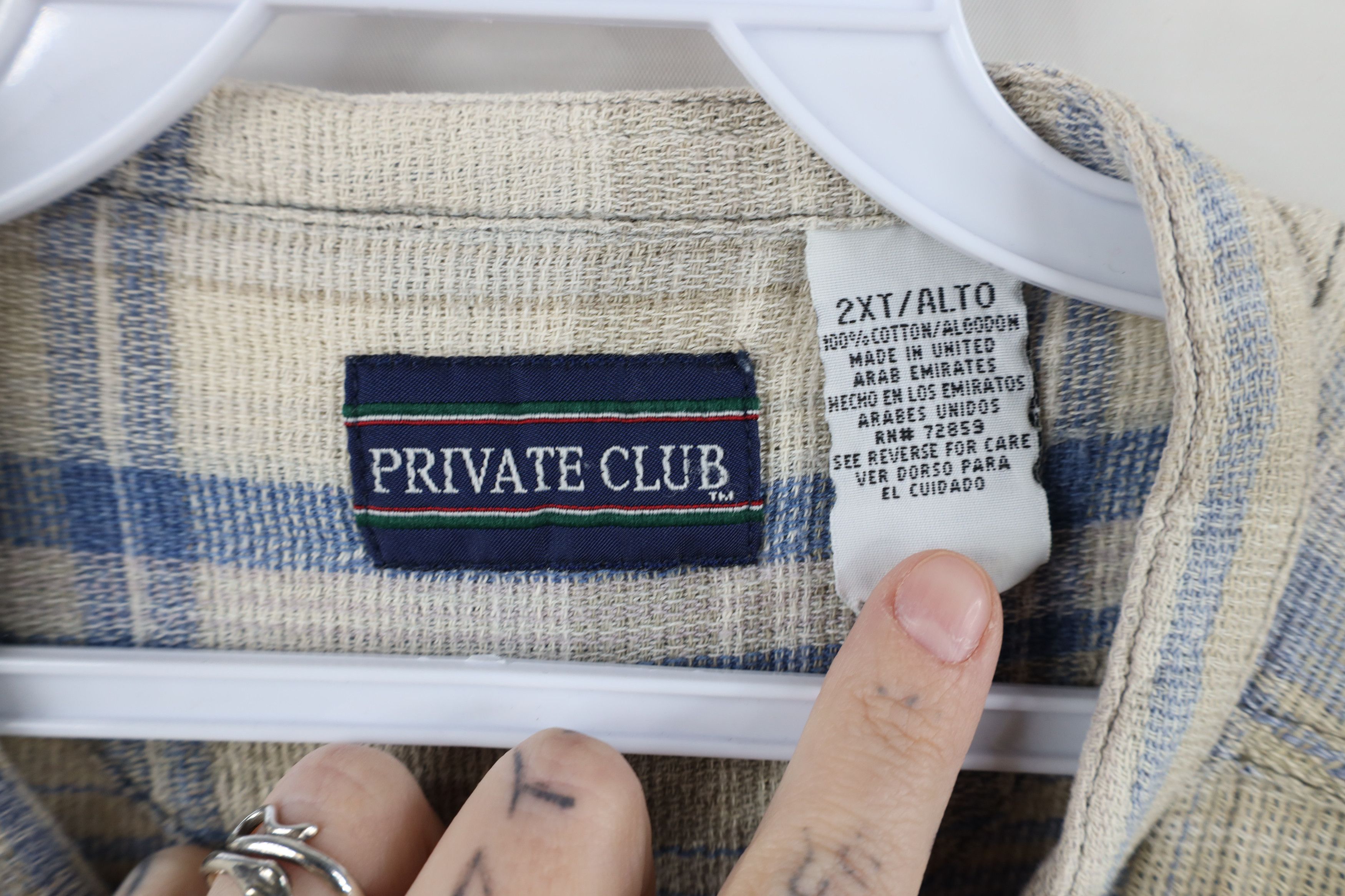 Vintage Vintage 90s Streetwear Cotton Weave Knit Button Shirt Plaid Size US XXL / EU 58 / 5 - 8 Thumbnail